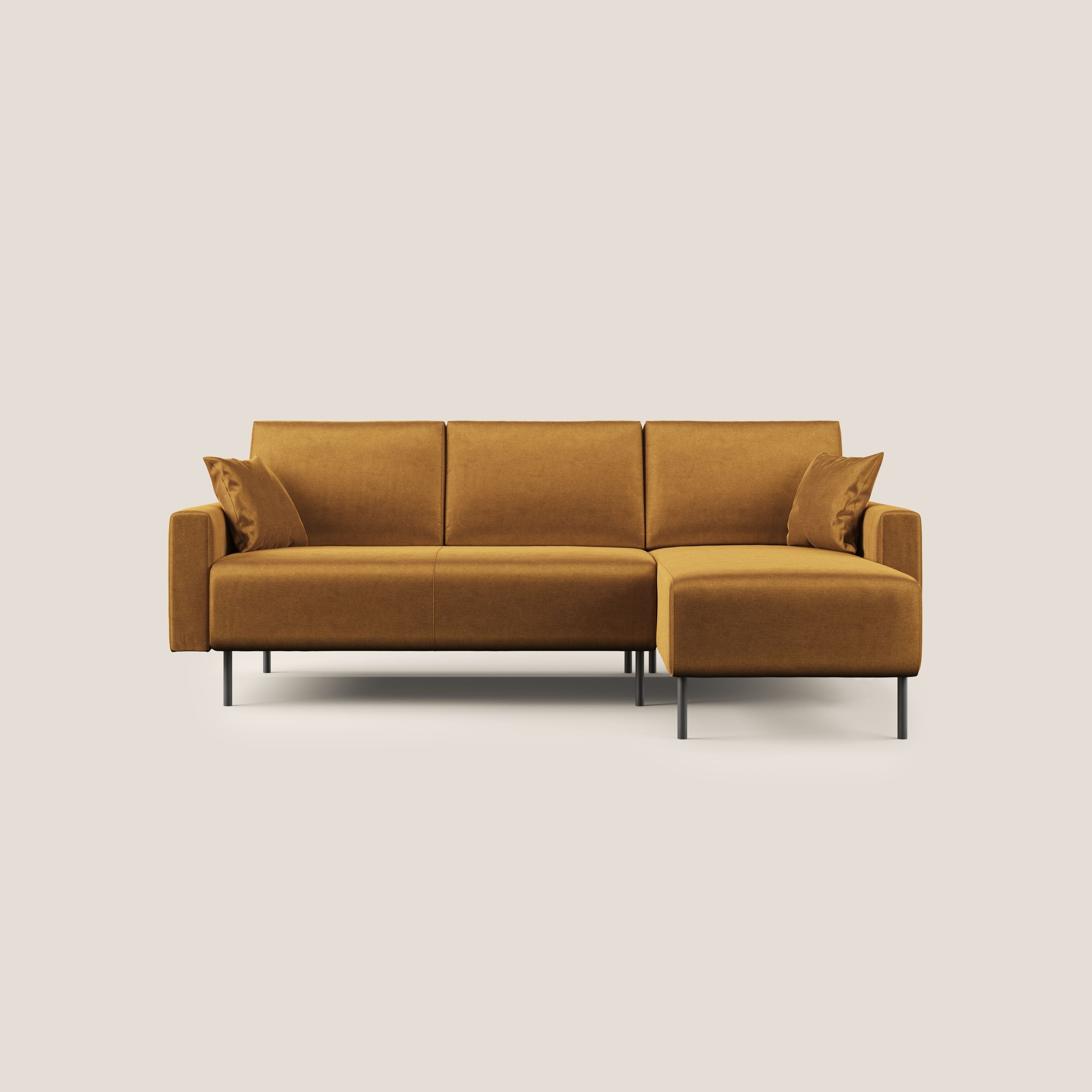 Arthur divano moderno angolare in velluto morbido impermeabile T01 oro - divani.store