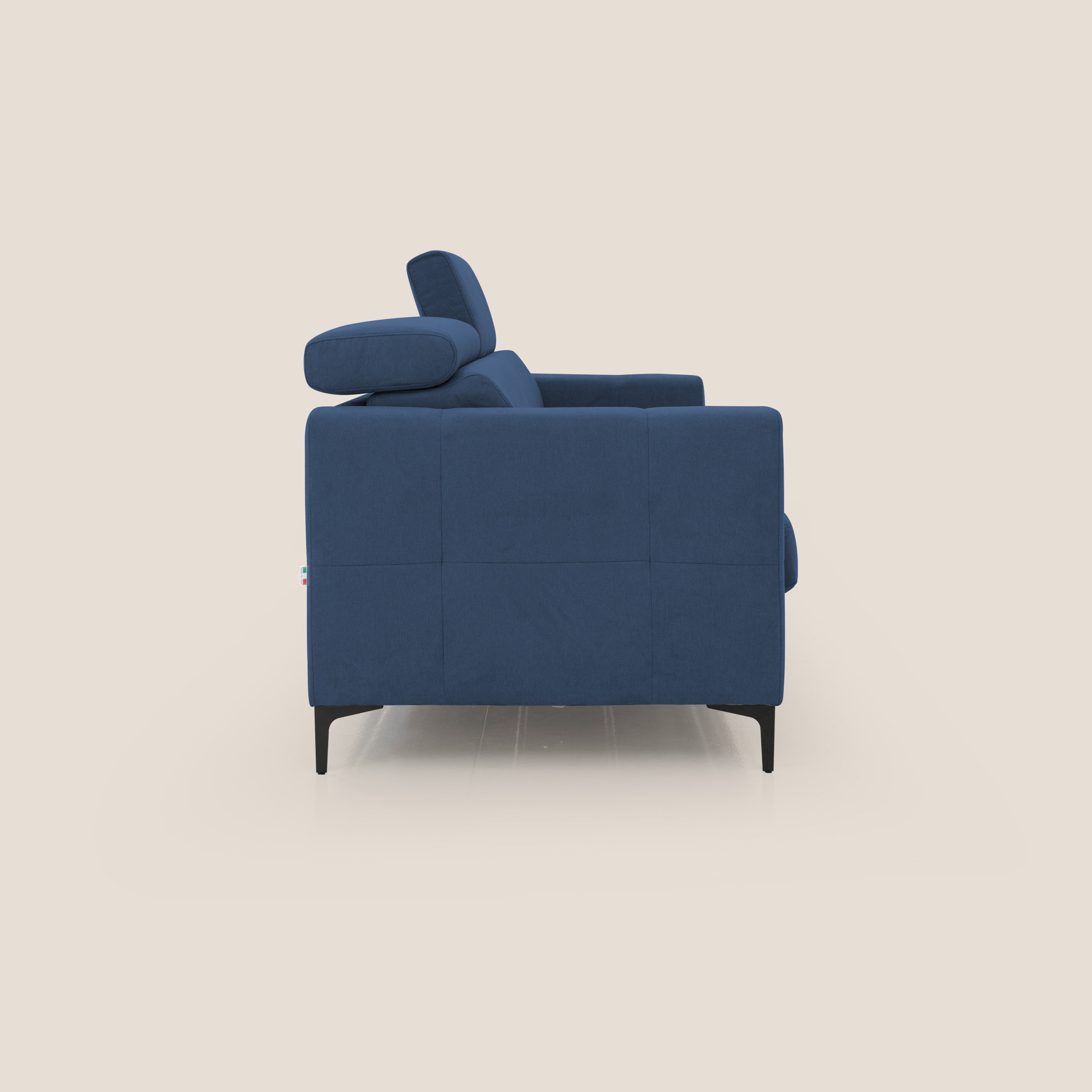 Gardenia divano letto materasso alto 18 cm con poggiatesta reclinabili e rivestimento impermeabile T02 blu - divani.store