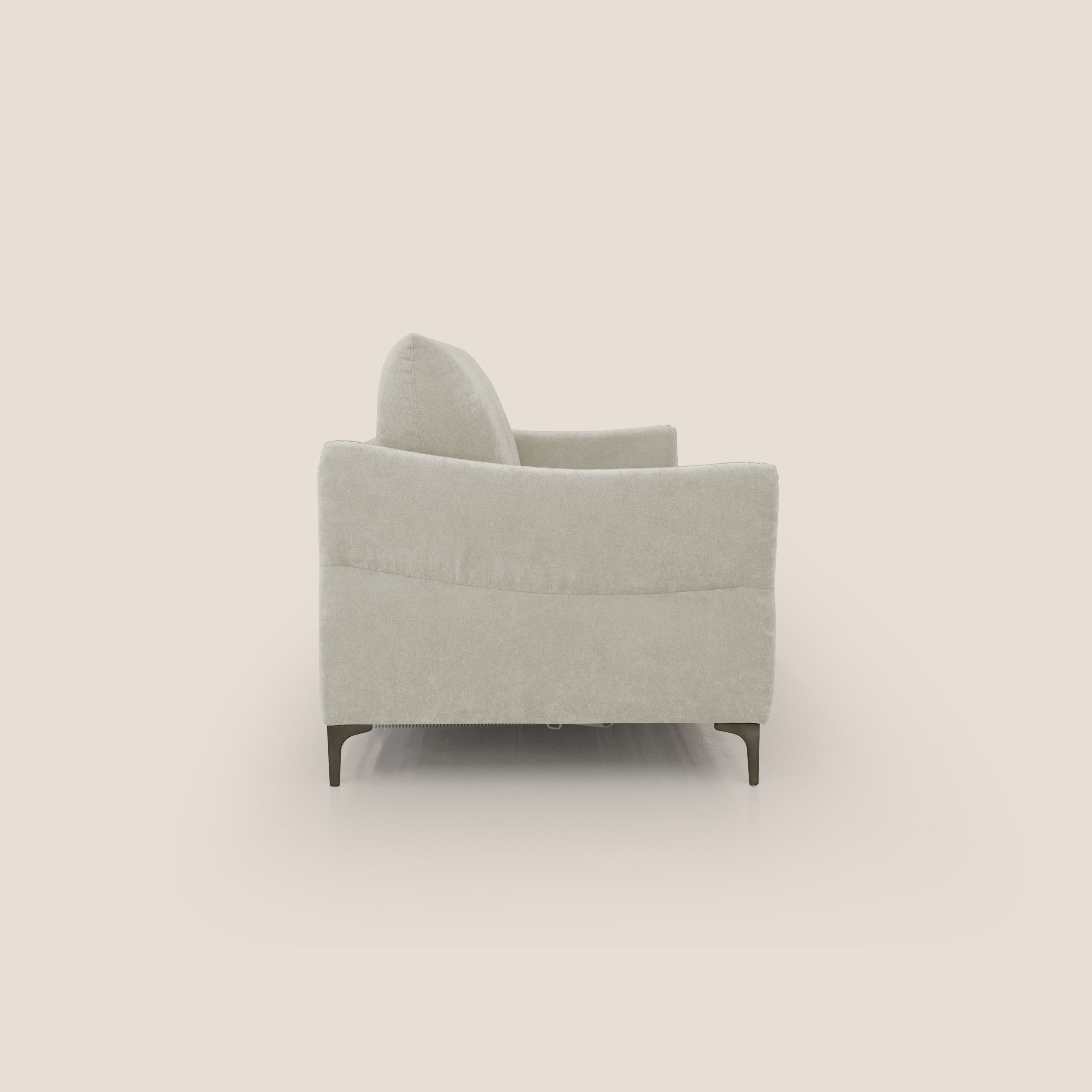 Dalia divano letto con materasso H18 cm e piedi alti in raffinato tessuto smacchiabile T17 panna - divani.store