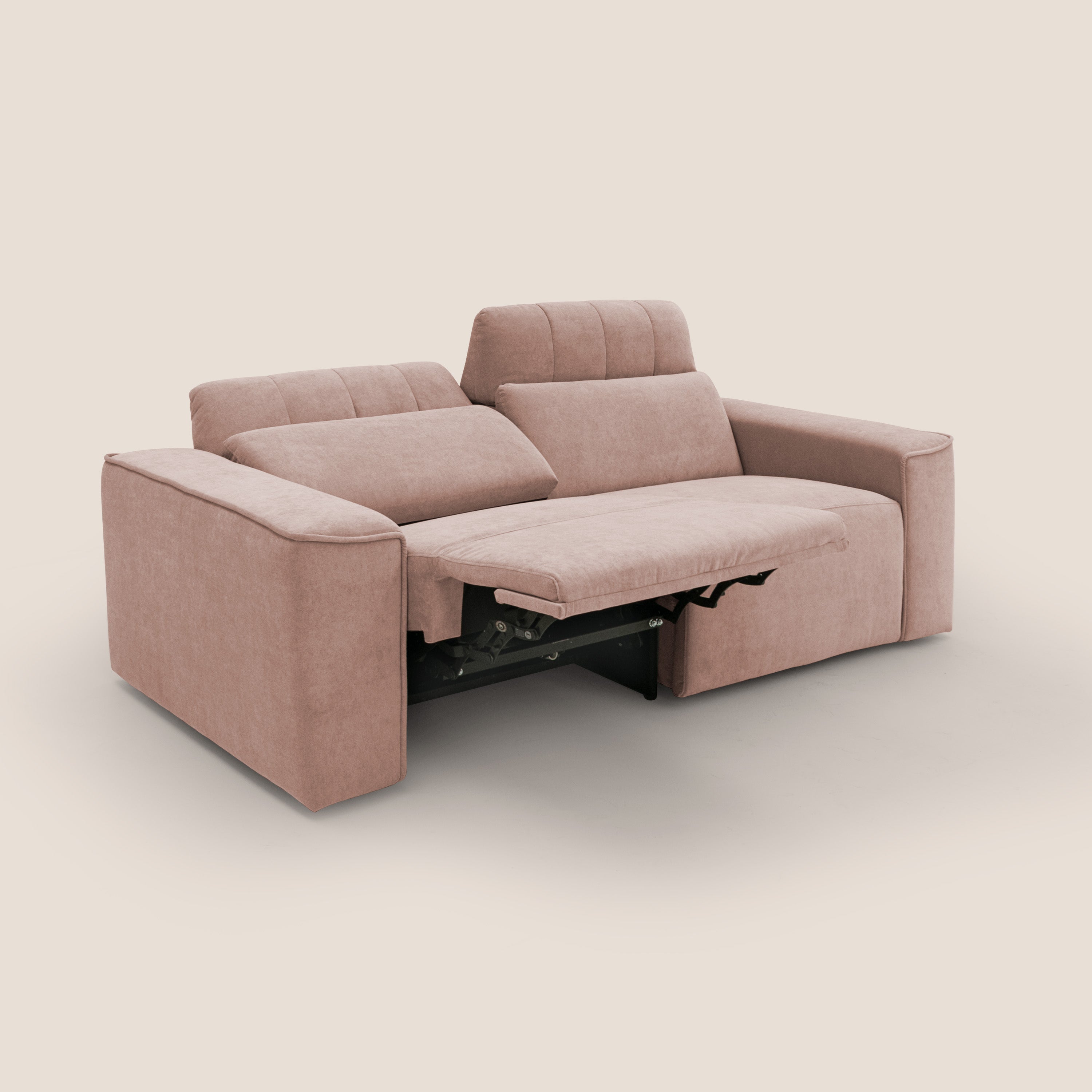 Clark Divano modulare con opzione relax elettrico in tessuto smacchiabile impermeabile T17 rosa - divani.store