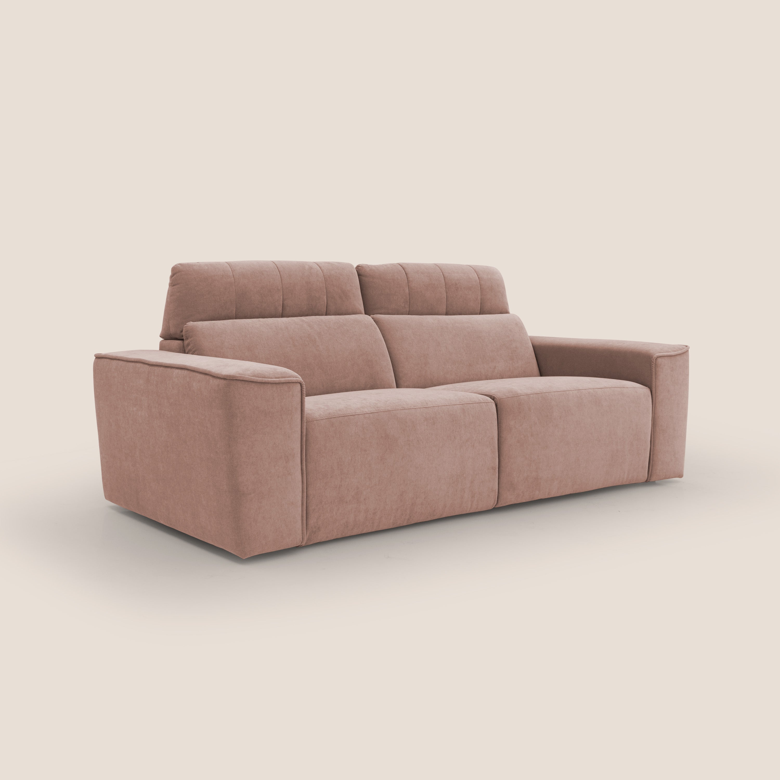 Clark Divano modulare con opzione relax elettrico in tessuto smacchiabile impermeabile T17 rosa - divani.store