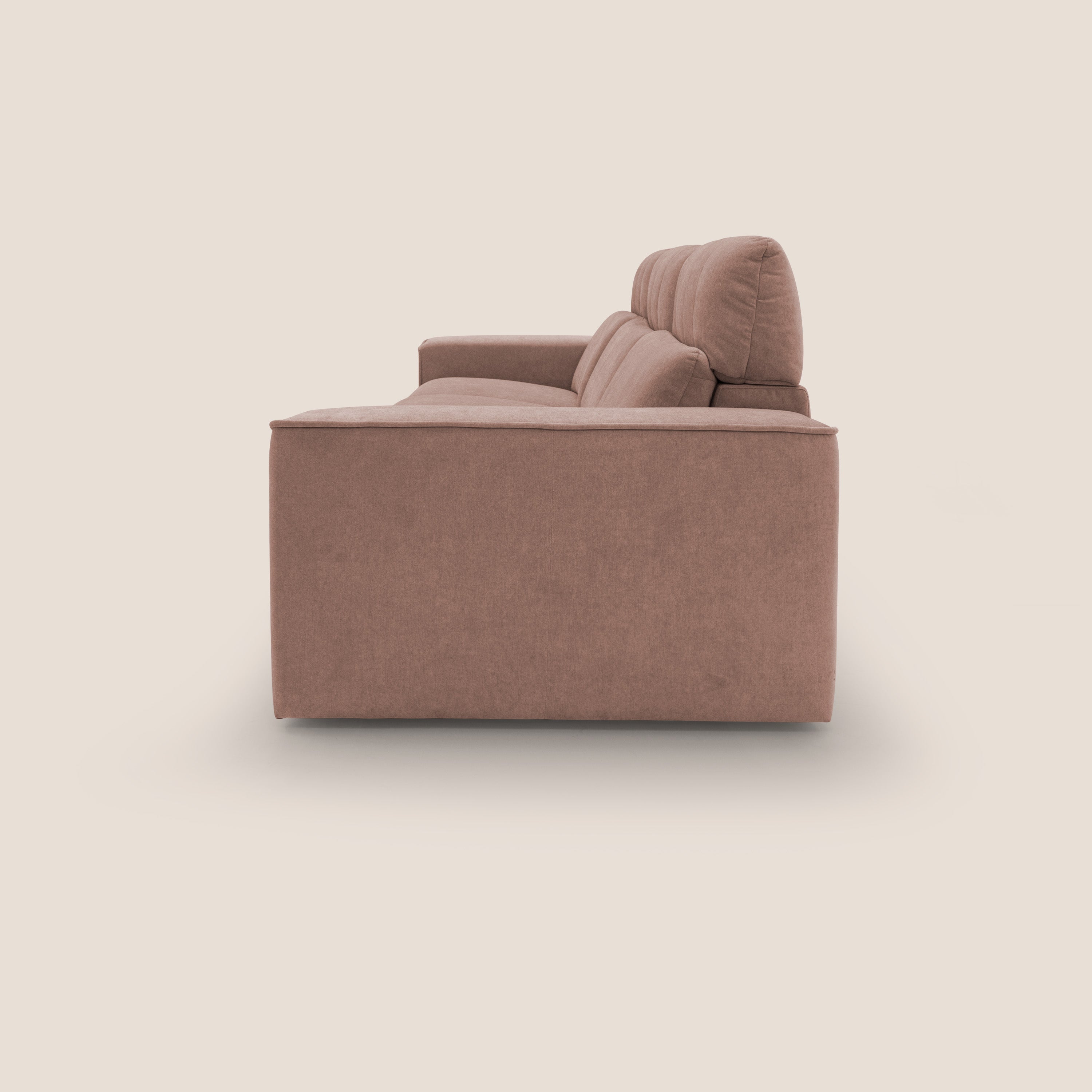 Clark Divano modulare 3 sedute con opzione relax elettrico in tessuto smacchiabile impermeabile T17 rosa - divani.store