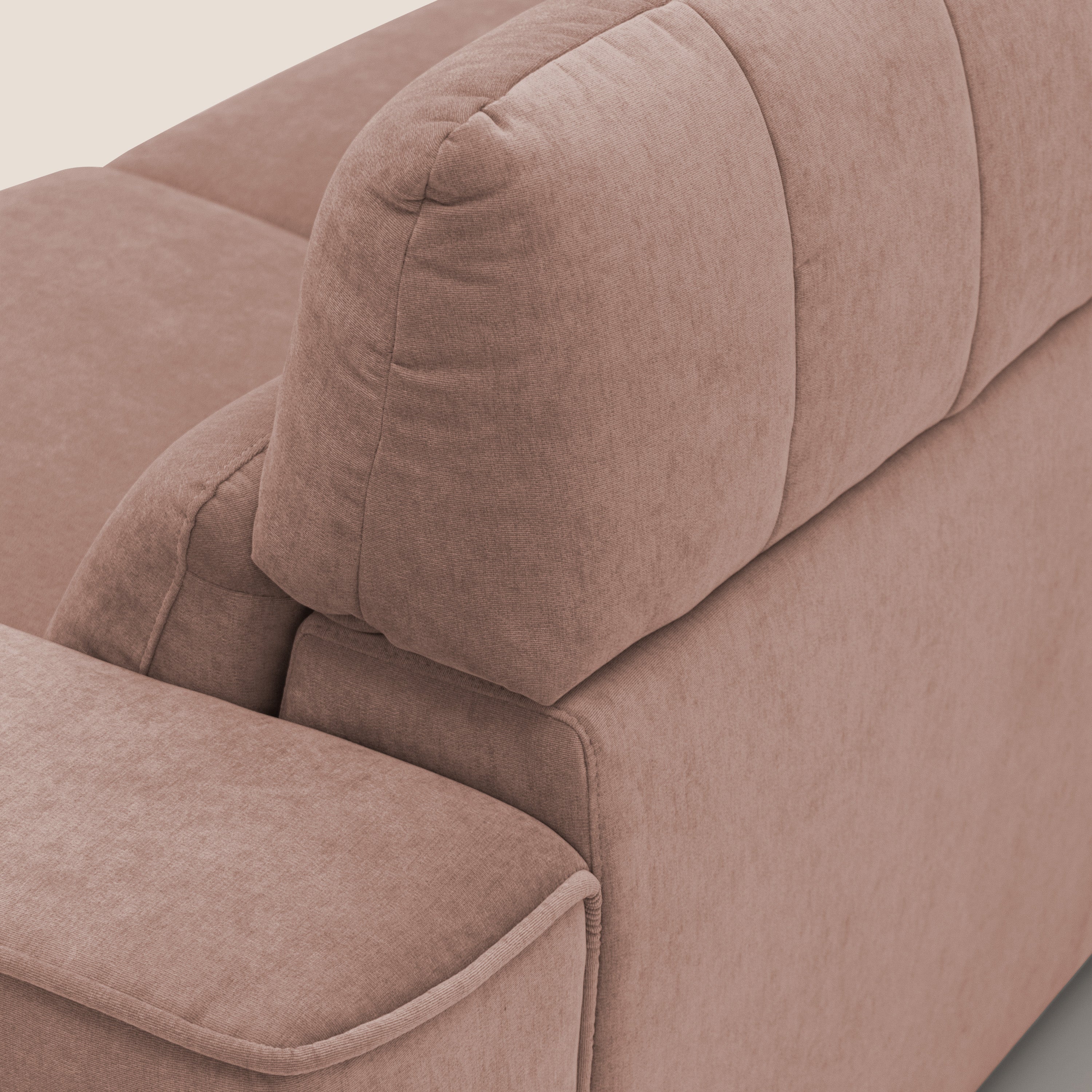 Clark Divano angolare con opzione relax elettrico in tessuto smacchiabile impermeabile T17 rosa - divani.store