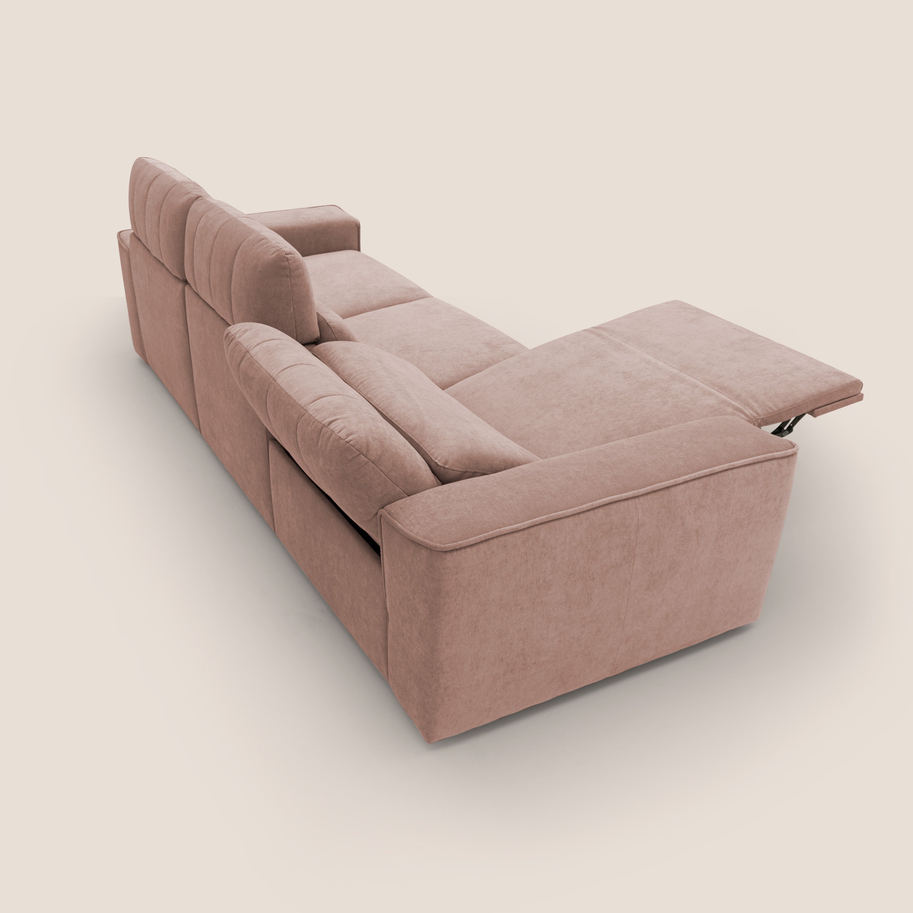 Clark Divano modulare 3 sedute con opzione relax elettrico in tessuto smacchiabile impermeabile T17 rosa - divani.store