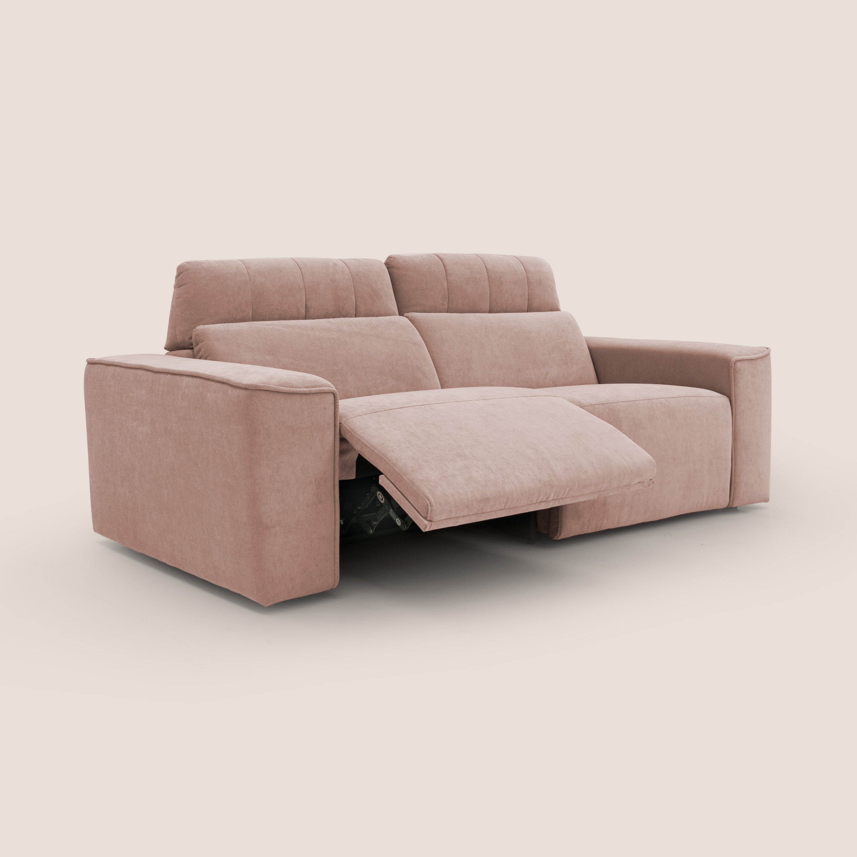 Clark Divano modulare con opzione relax elettrico in tessuto smacchiabile impermeabile T17 rosa - divani.store