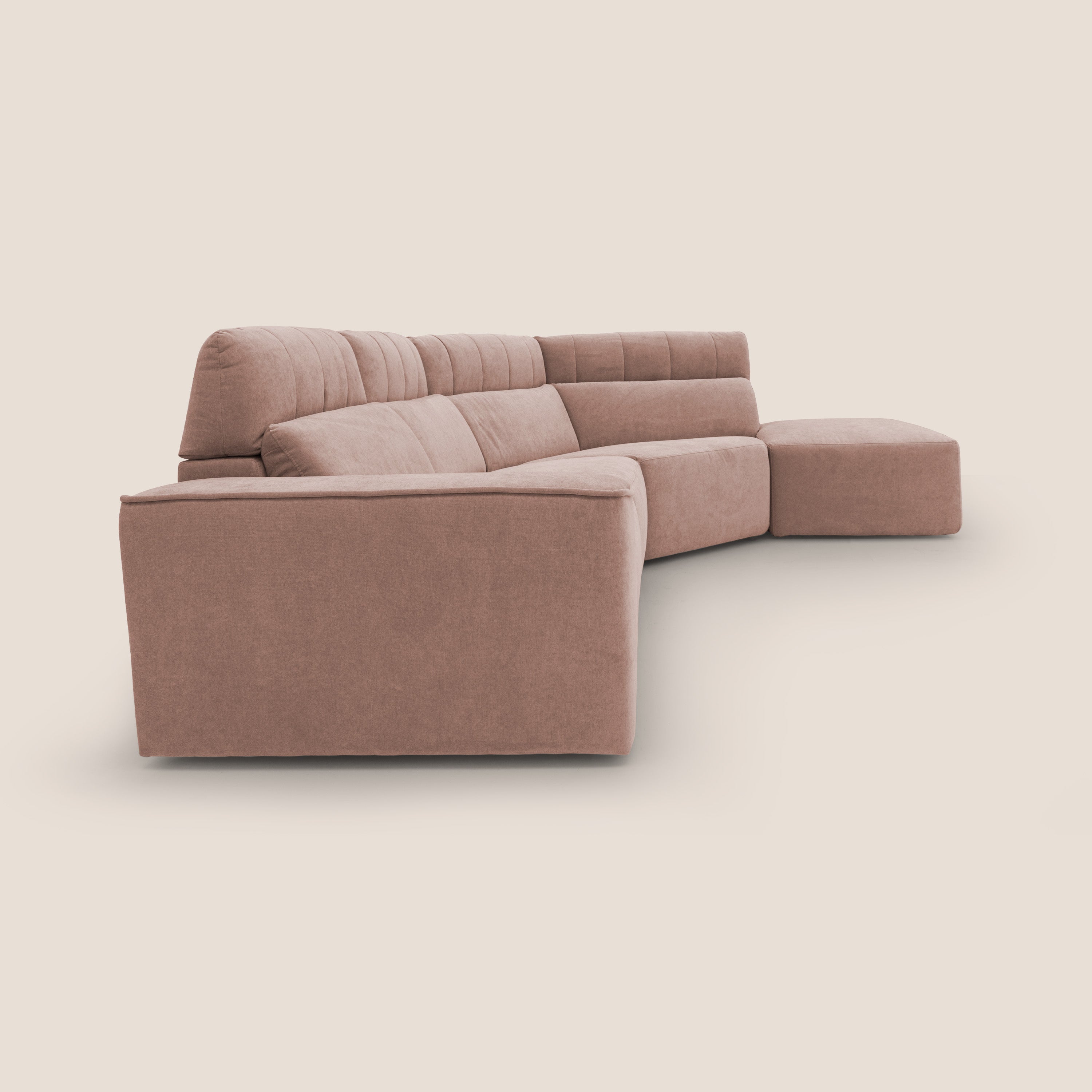 Clark Divano angolare con opzione relax elettrico in tessuto smacchiabile impermeabile T17 rosa - divani.store