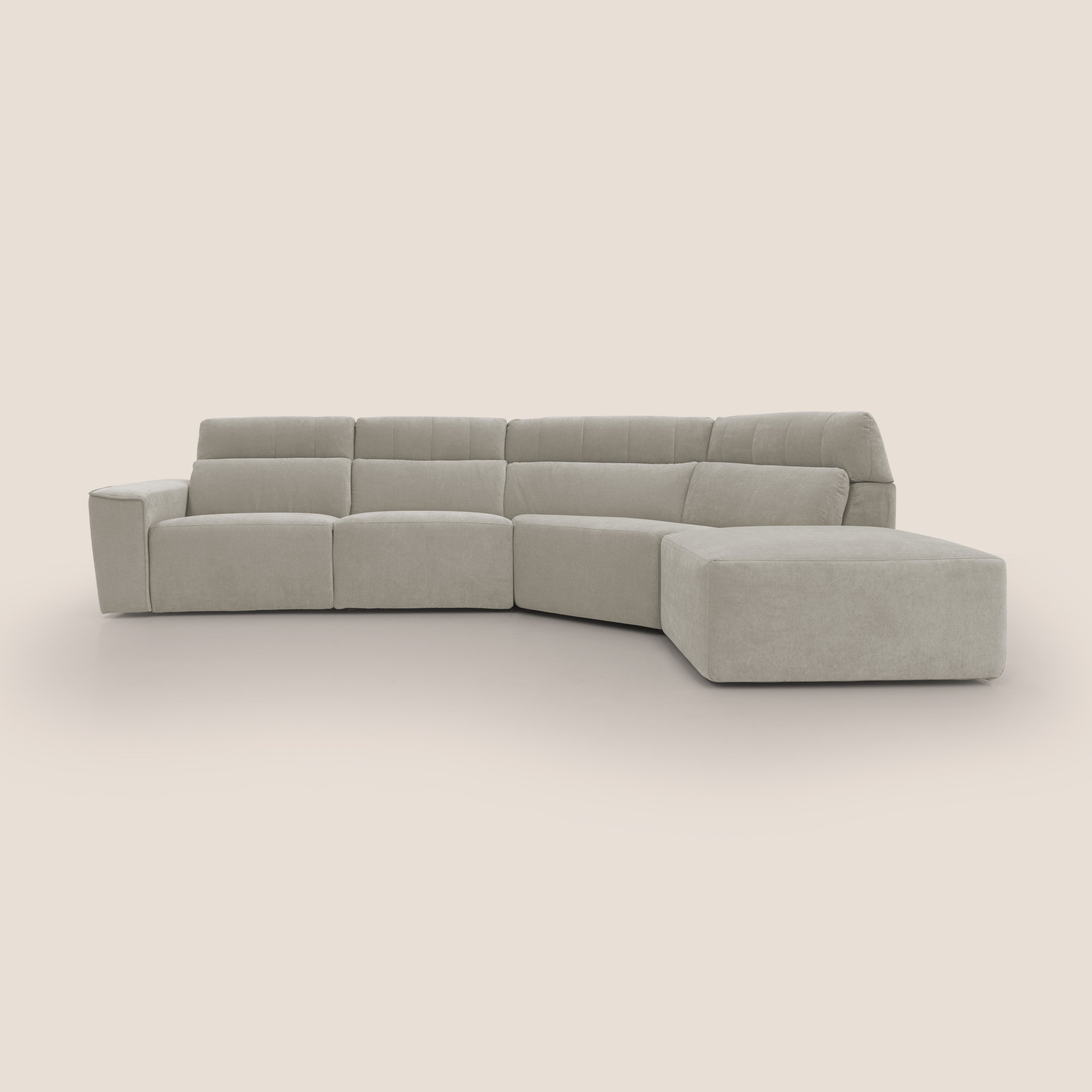 Clark Divano angolare con opzione relax elettrico in tessuto smacchiabile impermeabile T17 panna - divani.store