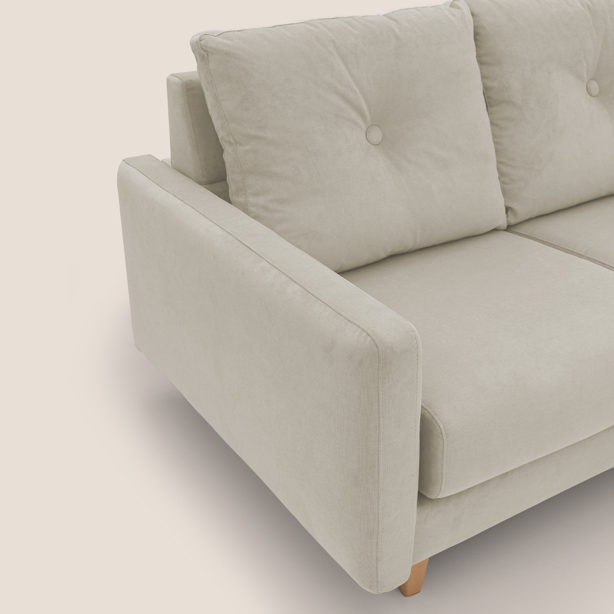 Matisse divano a 3 sedute allungabili e schienali in piuma d'oca in tessuto smacchiabile T17 panna - divani.store