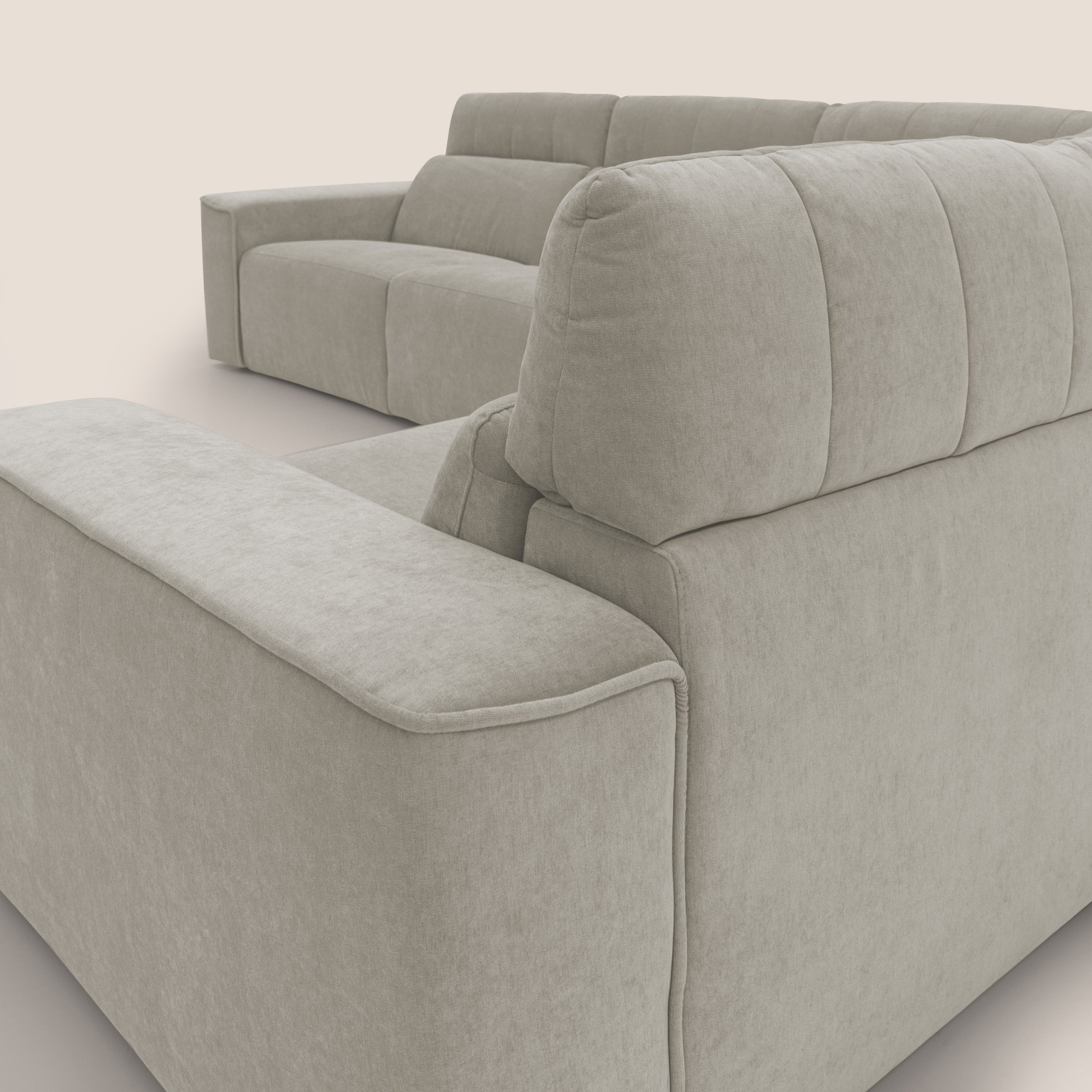 Clark Divano modulare angolare REVERSIBILE con opzione relax elettrico in tessuto smacchiabile impermeabile T17 panna - divani.store
