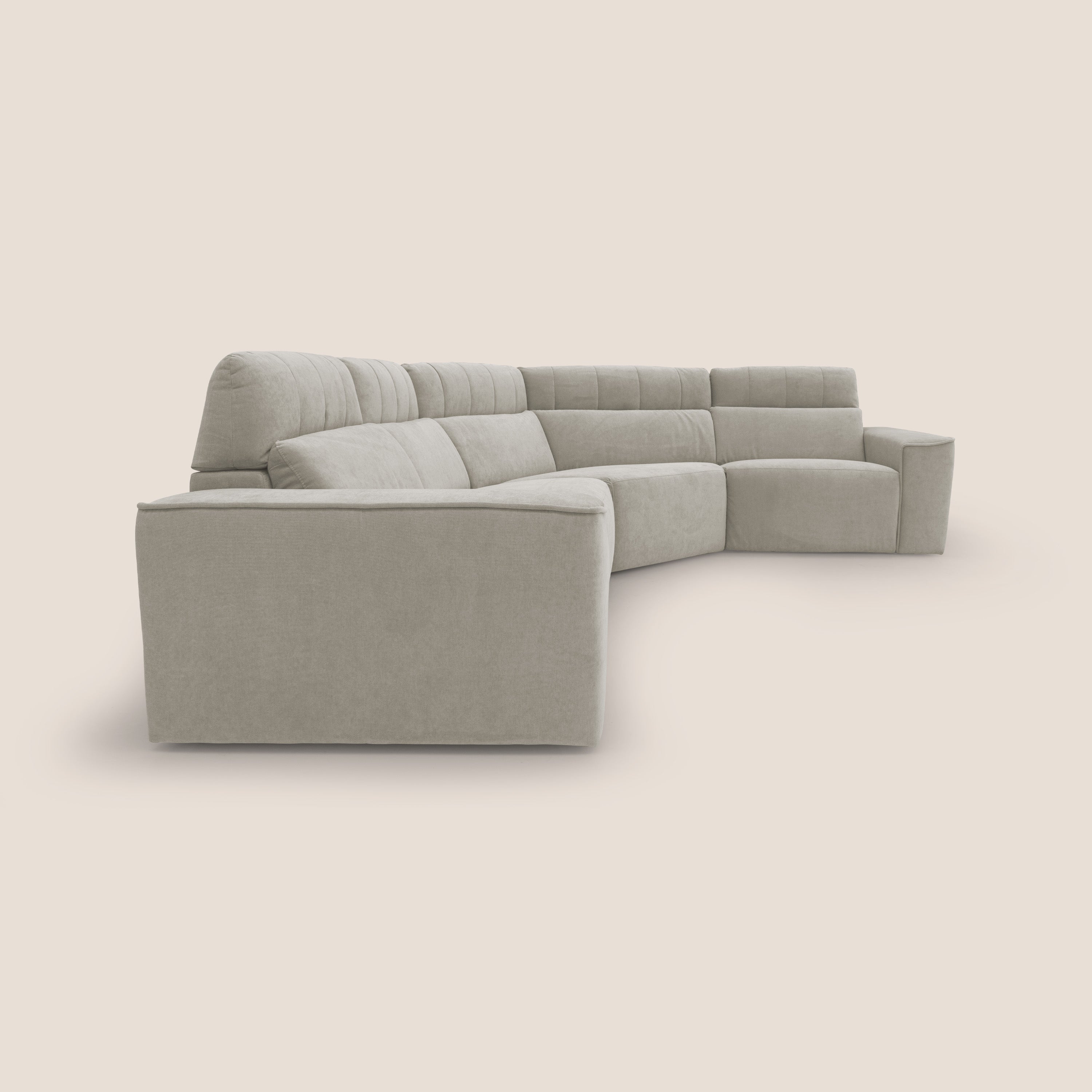 Clark Divano modulare angolare REVERSIBILE con opzione relax elettrico in tessuto smacchiabile impermeabile T17 panna - divani.store