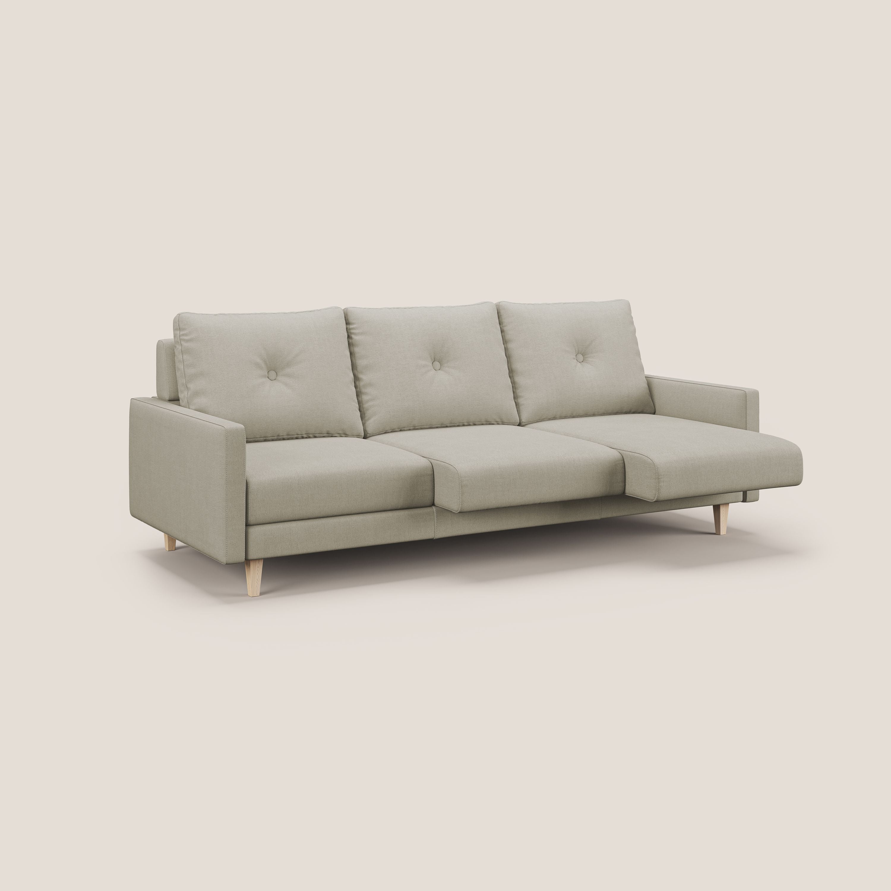 Matisse divano a 3 sedute allungabili e schienali in piuma d'oca in tessuto smacchiabile T17 panna - divani.store