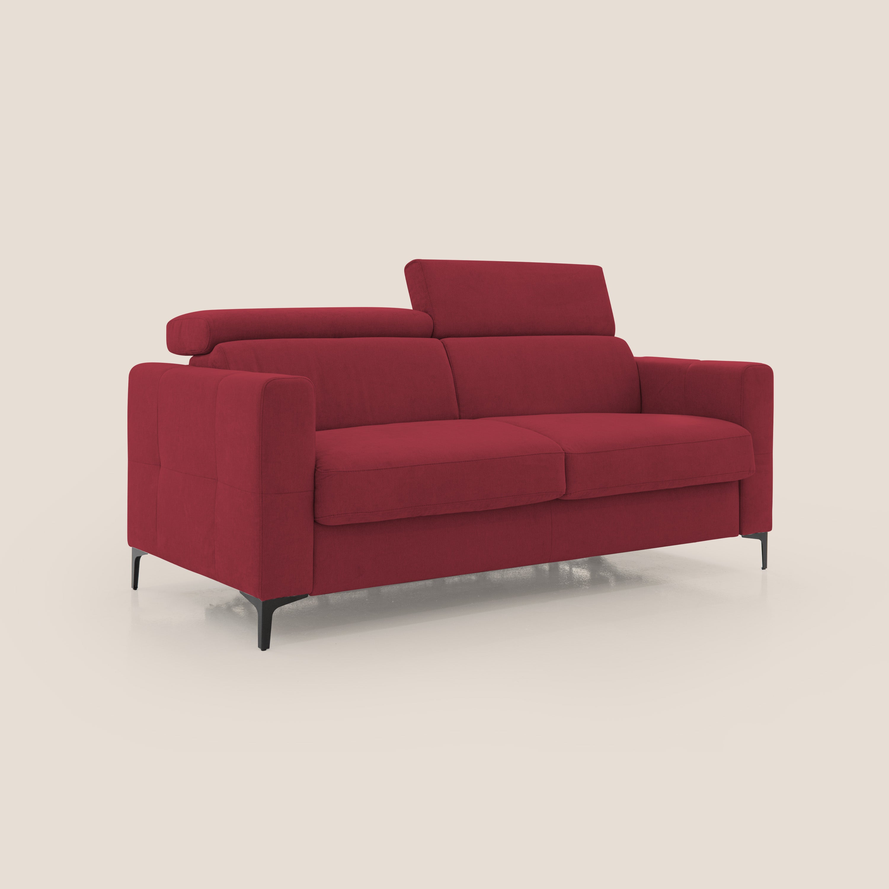 Gardenia divano letto materasso alto 18 cm con poggiatesta reclinabili e rivestimento impermeabile T02 rosso - divani.store