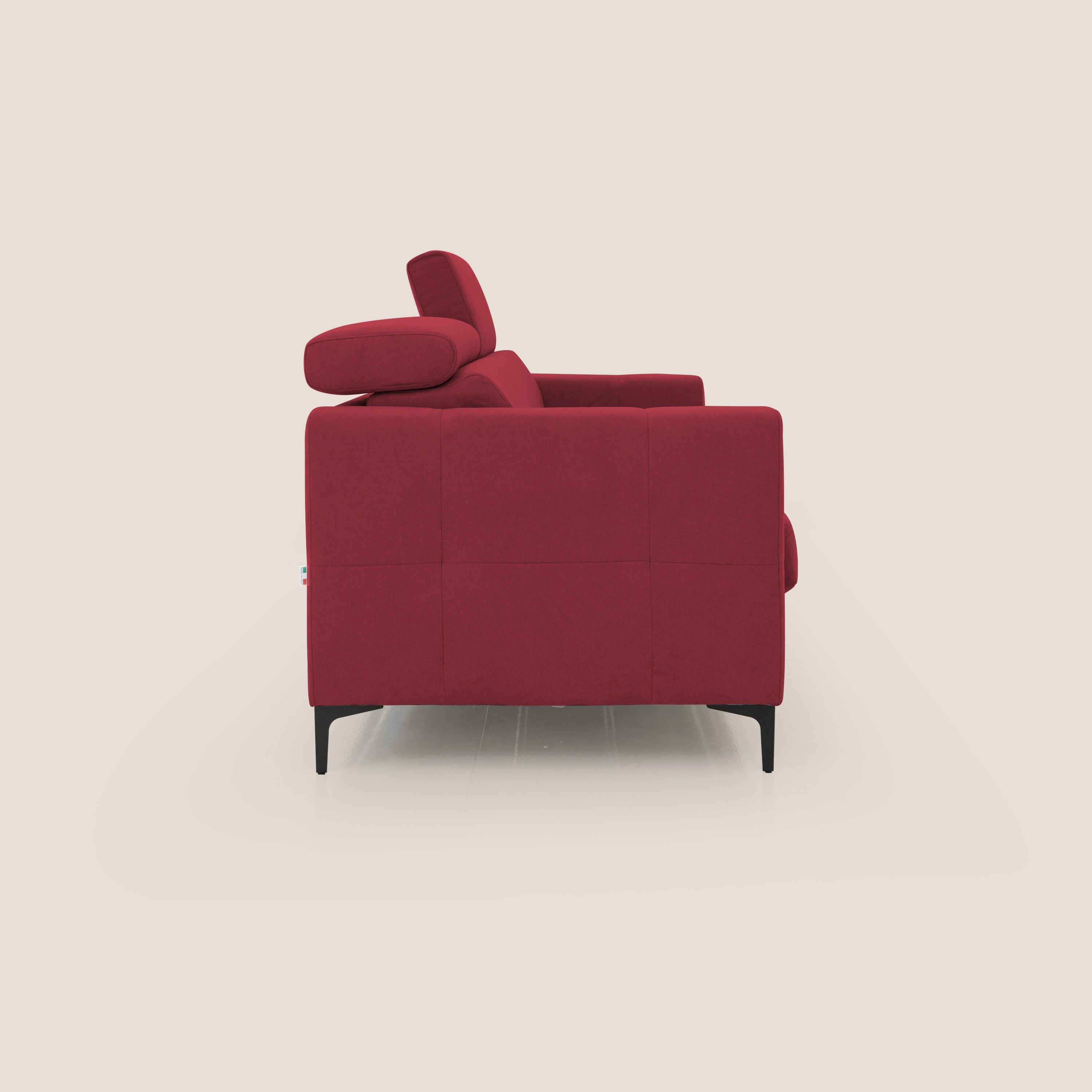 Gardenia divano letto materasso alto 18 cm con poggiatesta reclinabili e rivestimento impermeabile T02 rosso - divani.store