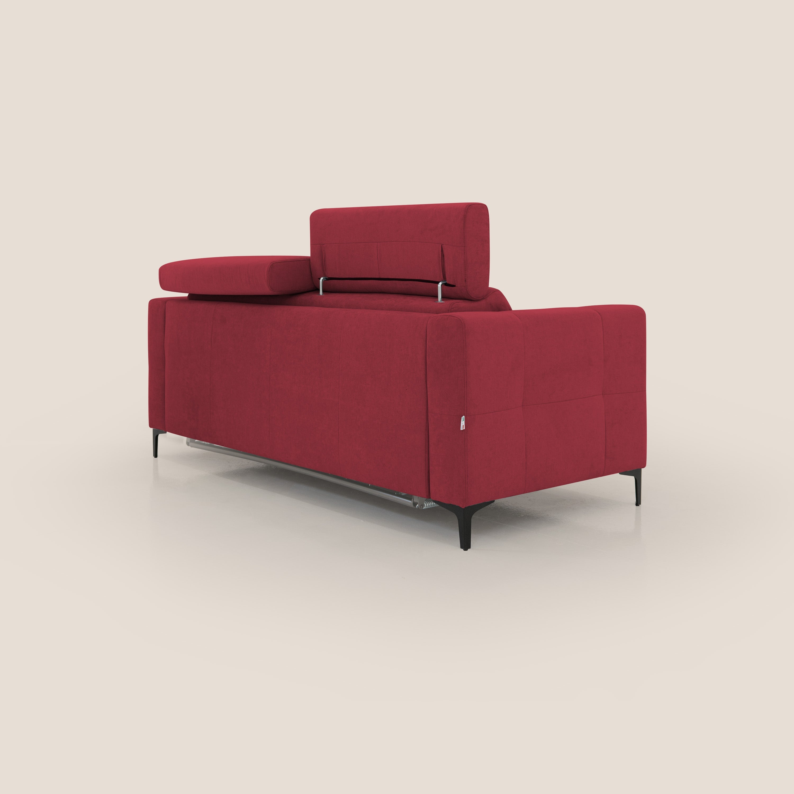 Gardenia divano letto materasso alto 18 cm con poggiatesta reclinabili e rivestimento impermeabile T02 rosso - divani.store