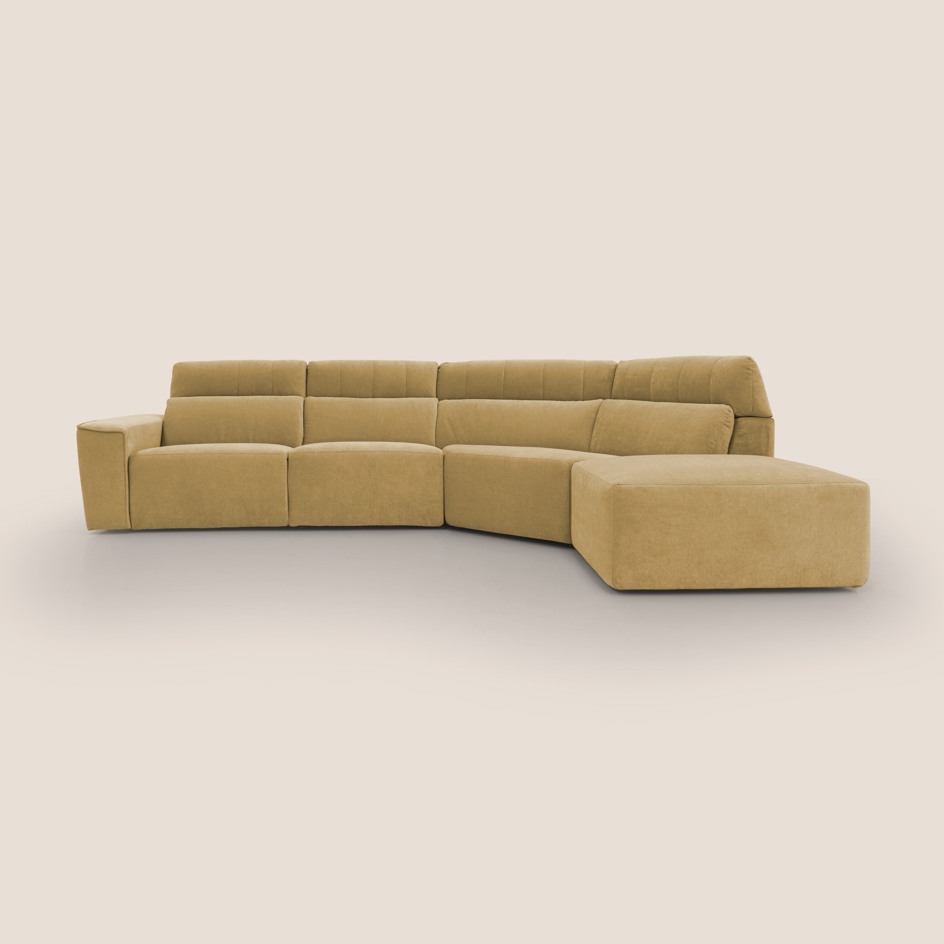 Clark Divano angolare con opzione relax elettrico in tessuto smacchiabile impermeabile T17 giallo - divani.store