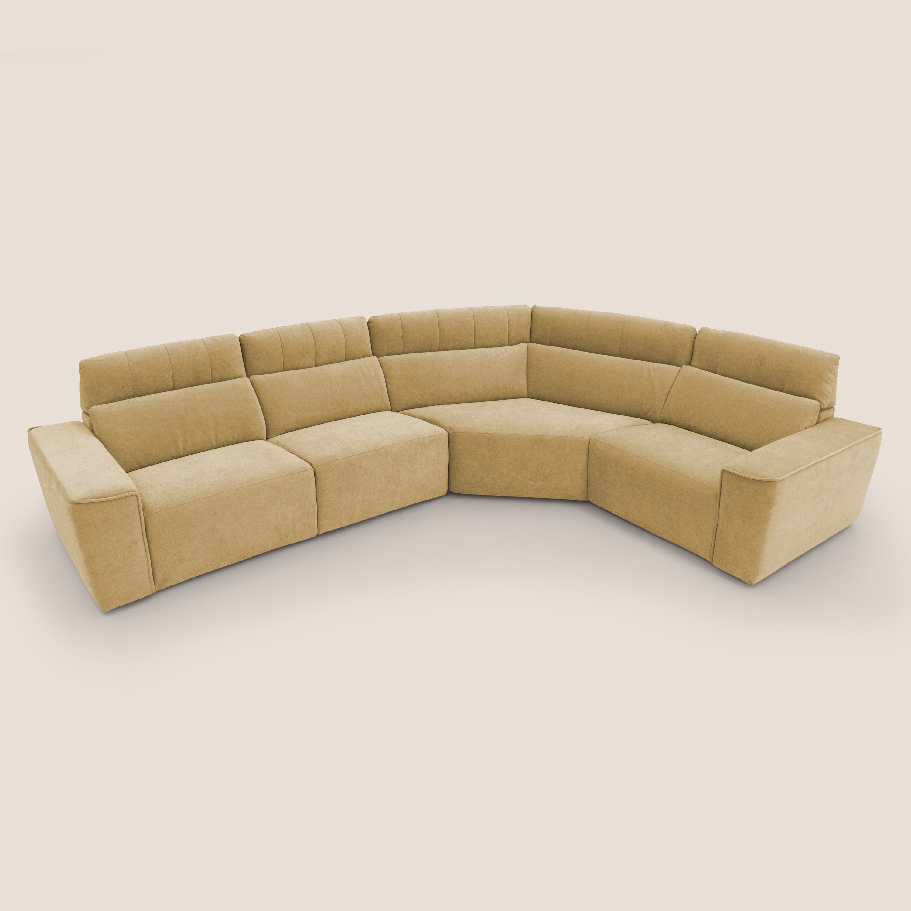 Clark Divano modulare angolare REVERSIBILE con opzione relax elettrico in tessuto smacchiabile impermeabile T17 giallo - divani.store