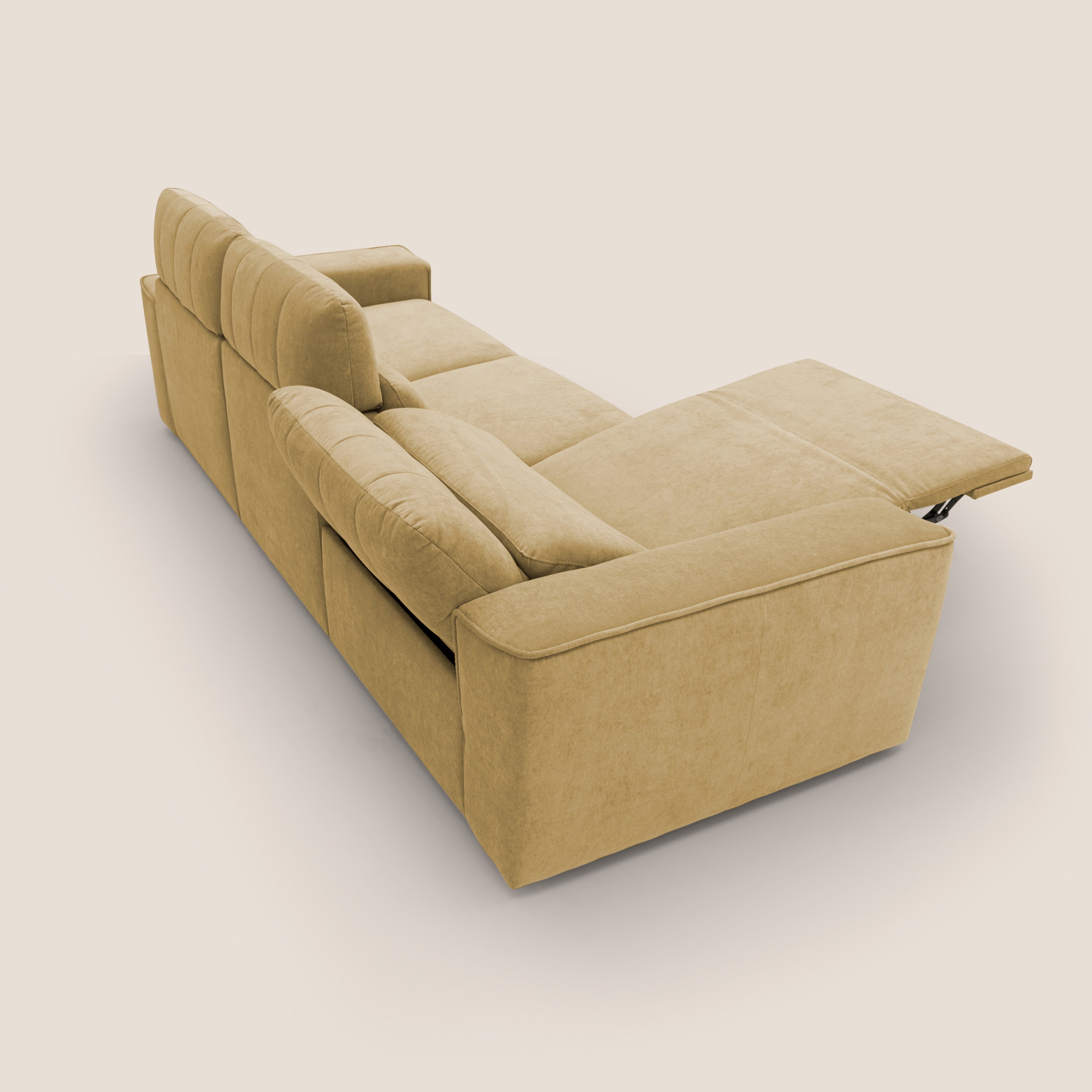 Clark Divano modulare 3 sedute con opzione relax elettrico in tessuto smacchiabile impermeabile T17 giallo - divani.store