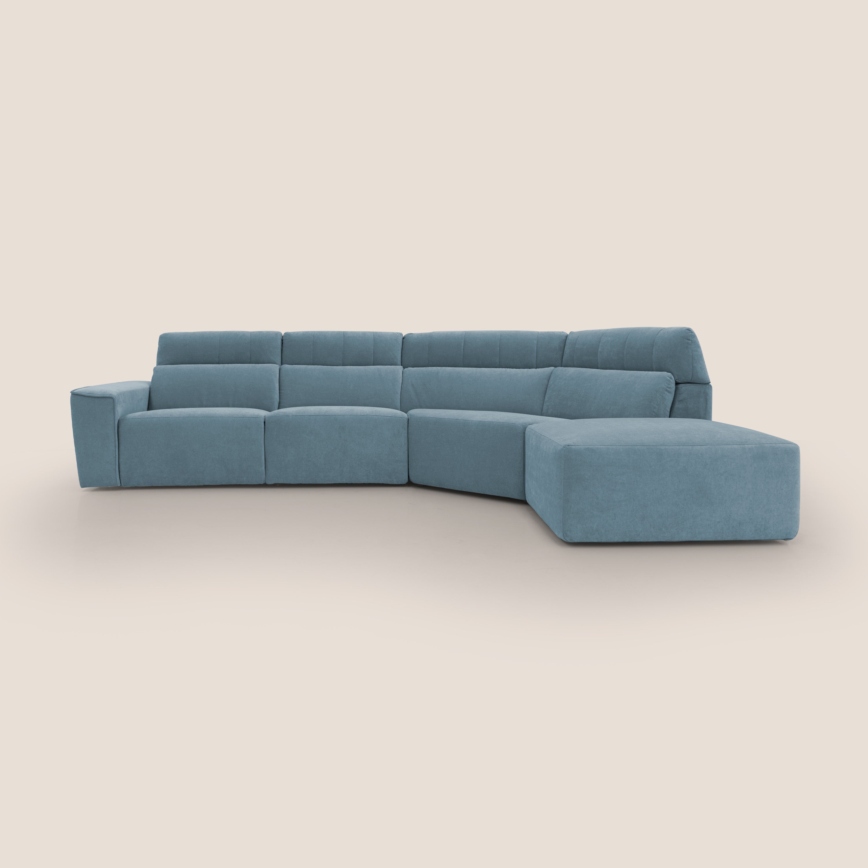Clark Divano angolare con opzione relax elettrico in tessuto smacchiabile impermeabile T17 carta da zucchero - divani.store