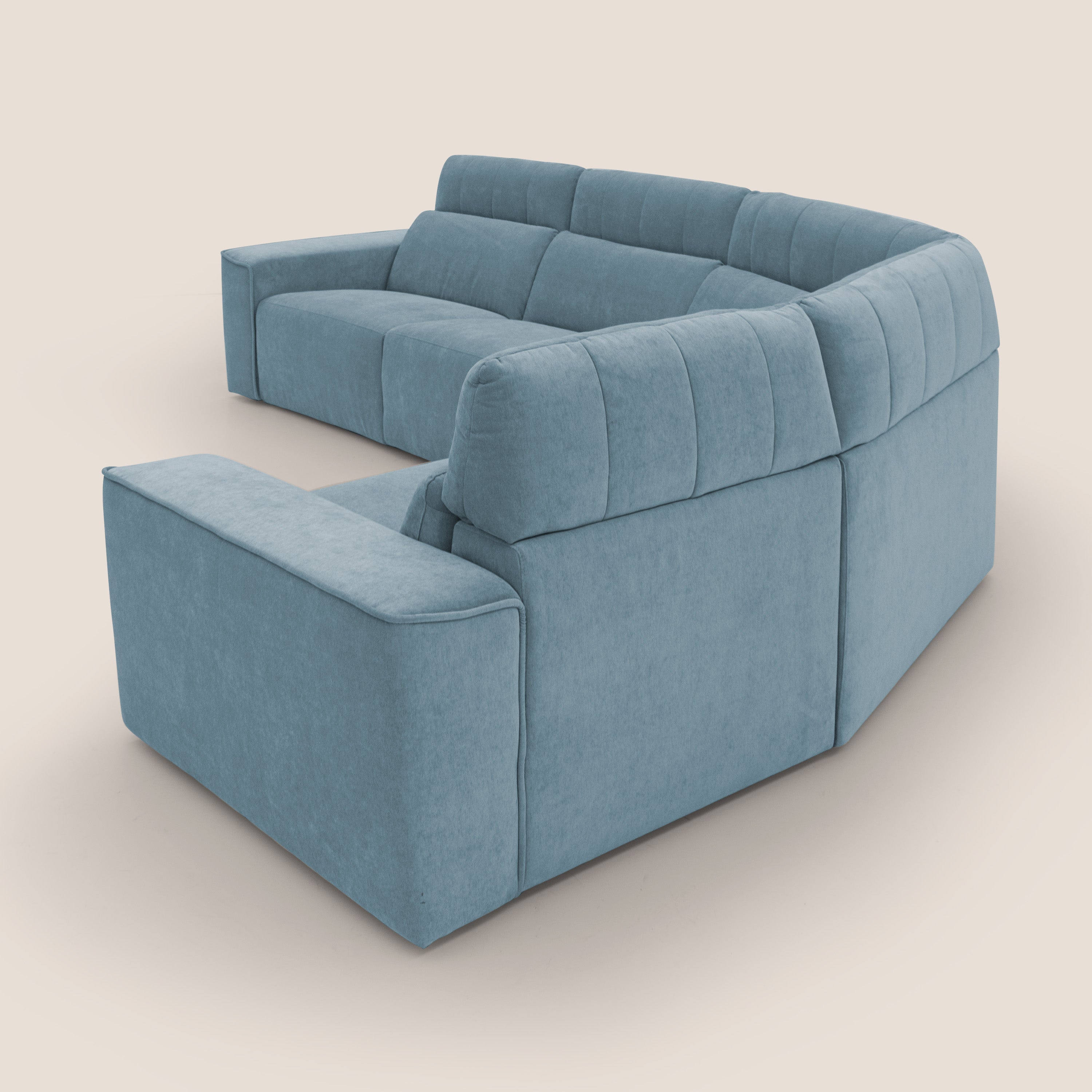 Clark Divano modulare angolare REVERSIBILE con opzione relax elettrico in tessuto smacchiabile impermeabile T17 carta da zucchero - divani.store