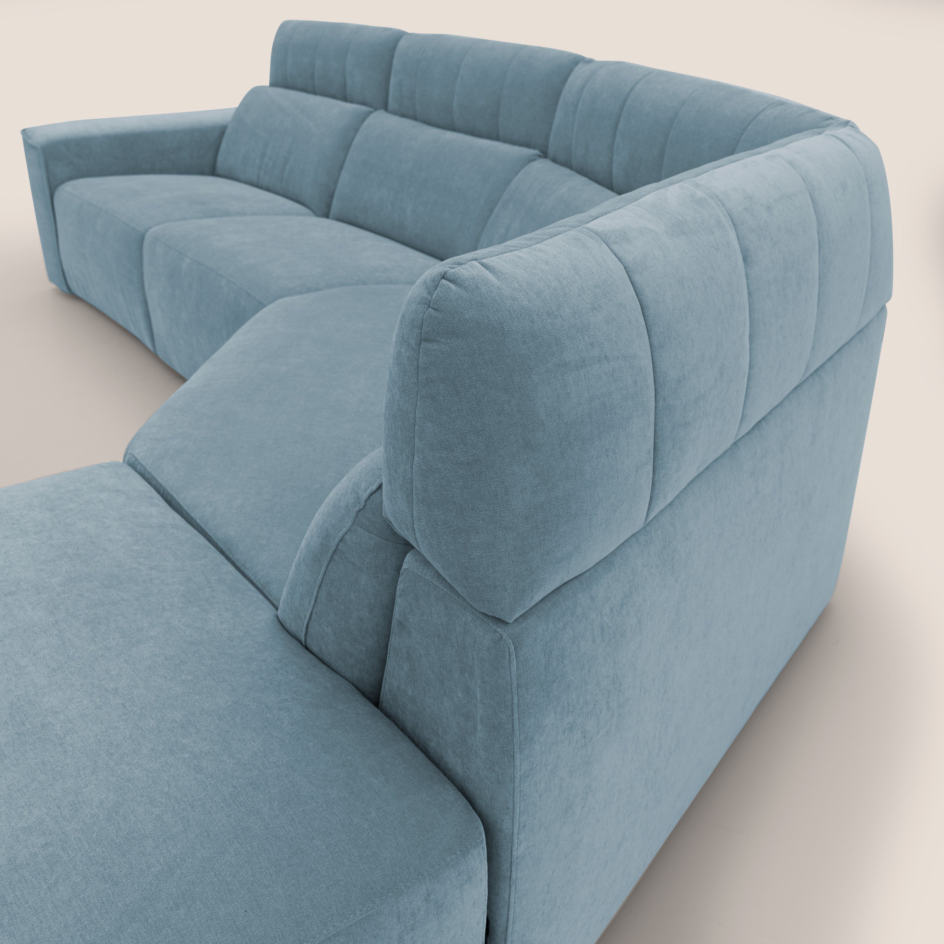 Clark Divano angolare con opzione relax elettrico in tessuto smacchiabile impermeabile T17 carta da zucchero - divani.store