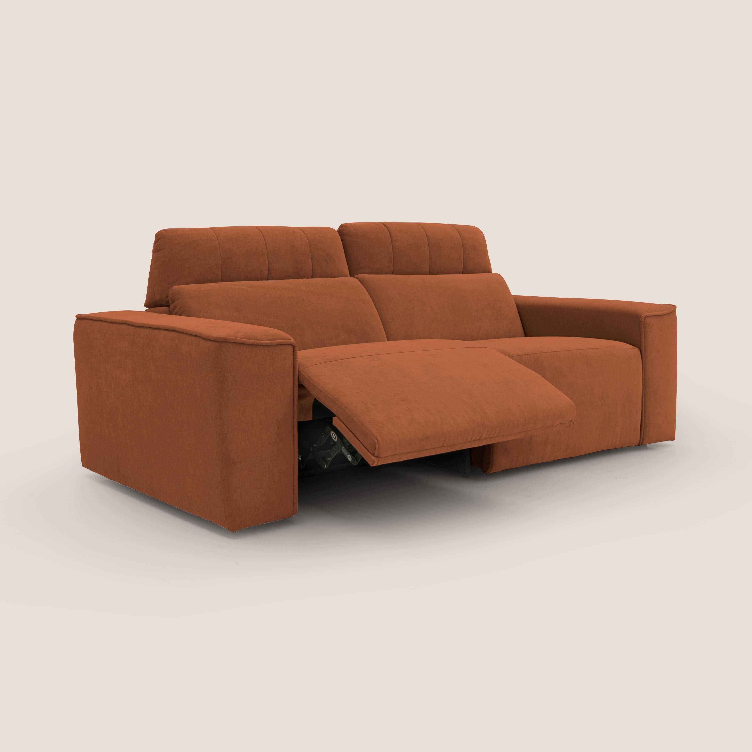 Clark Divano modulare con opzione relax elettrico in tessuto smacchiabile impermeabile T17 arancio - divani.store