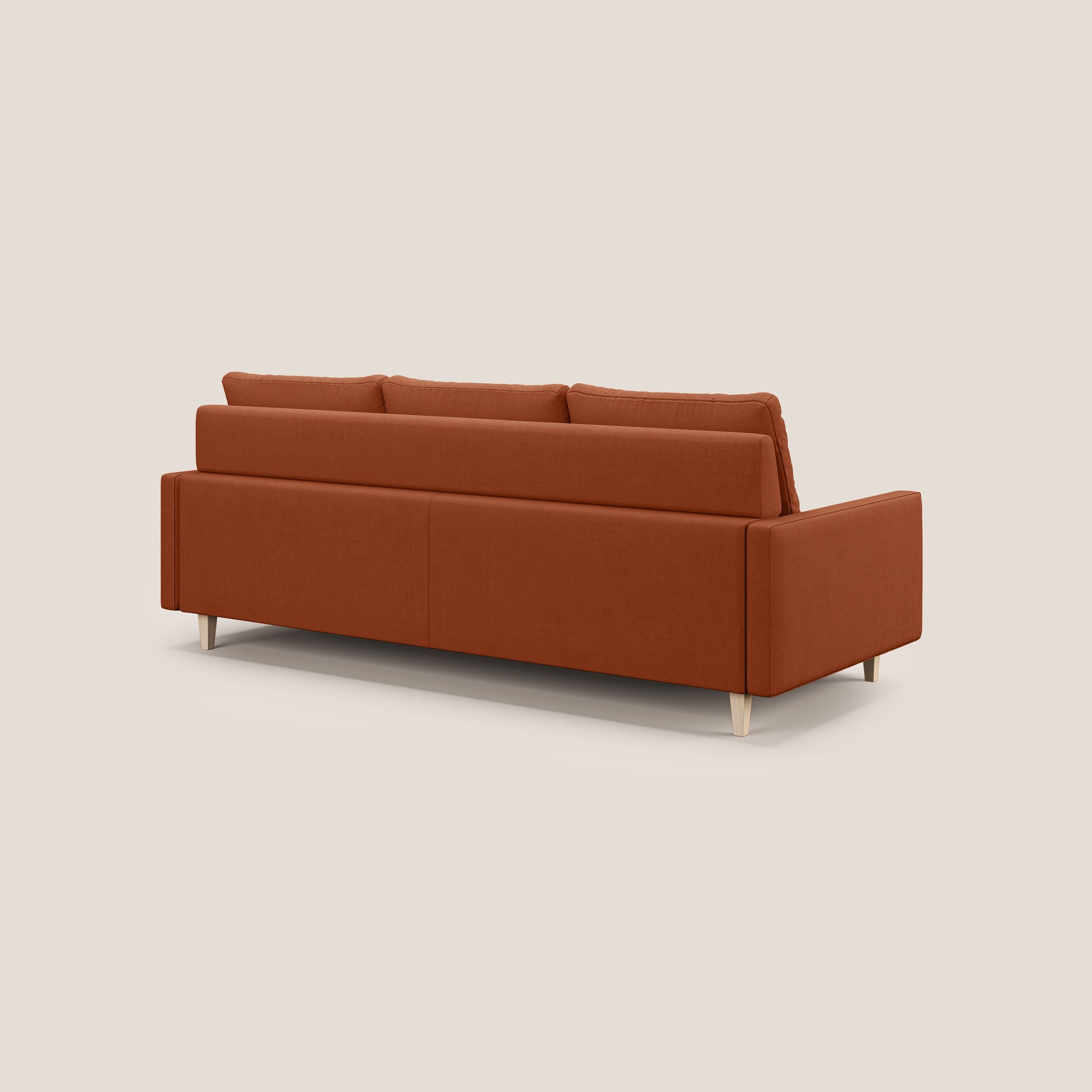 Matisse divano a 3 sedute allungabili e schienali in piuma d'oca in tessuto smacchiabile T17 arancio - divani.store