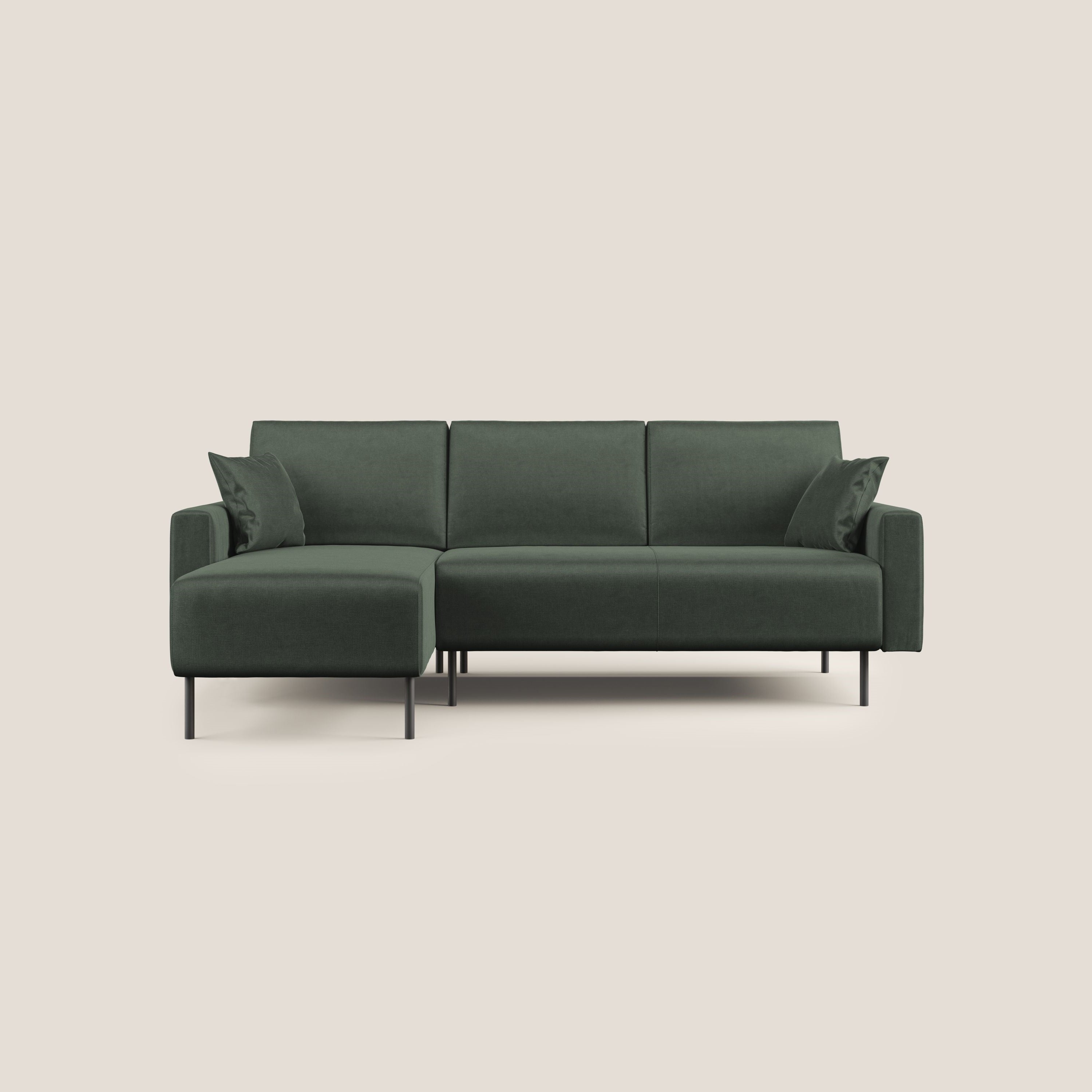 Arthur divano moderno angolare in velluto morbido impermeabile T01 verde - divani.store