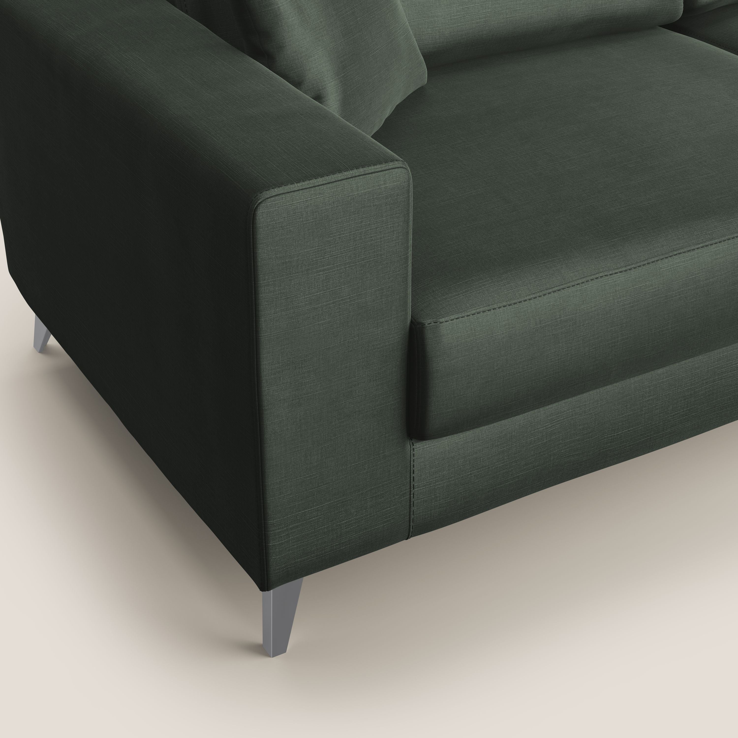 Michael divano moderno angolare con penisola in morbido velluto impermeabile T01 verde - divani.store