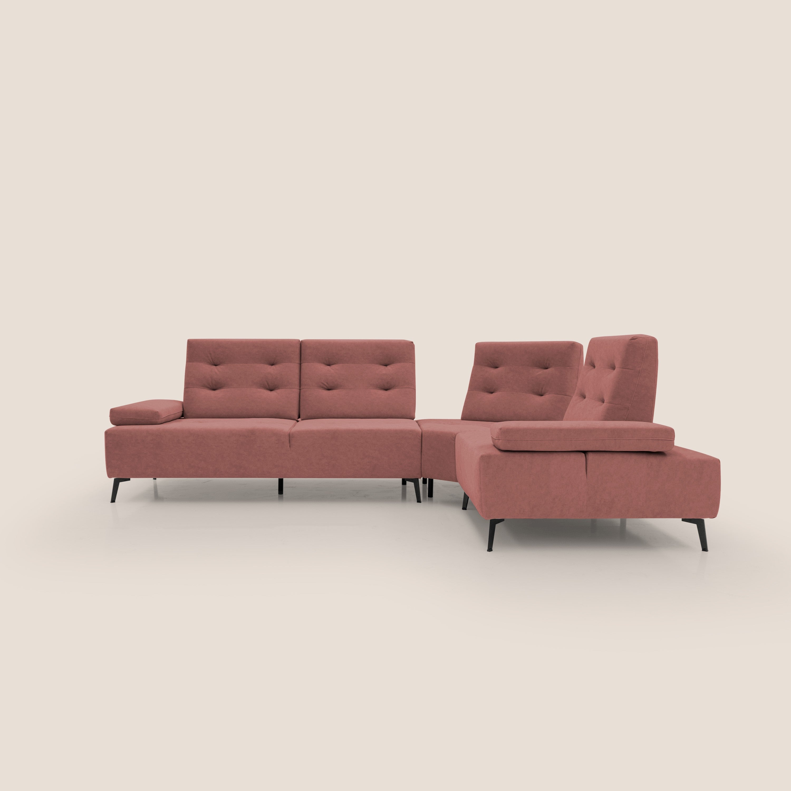 Lugano Divano angolare con schienali traslanti in microfibra effetto velluto T09 - divani.store