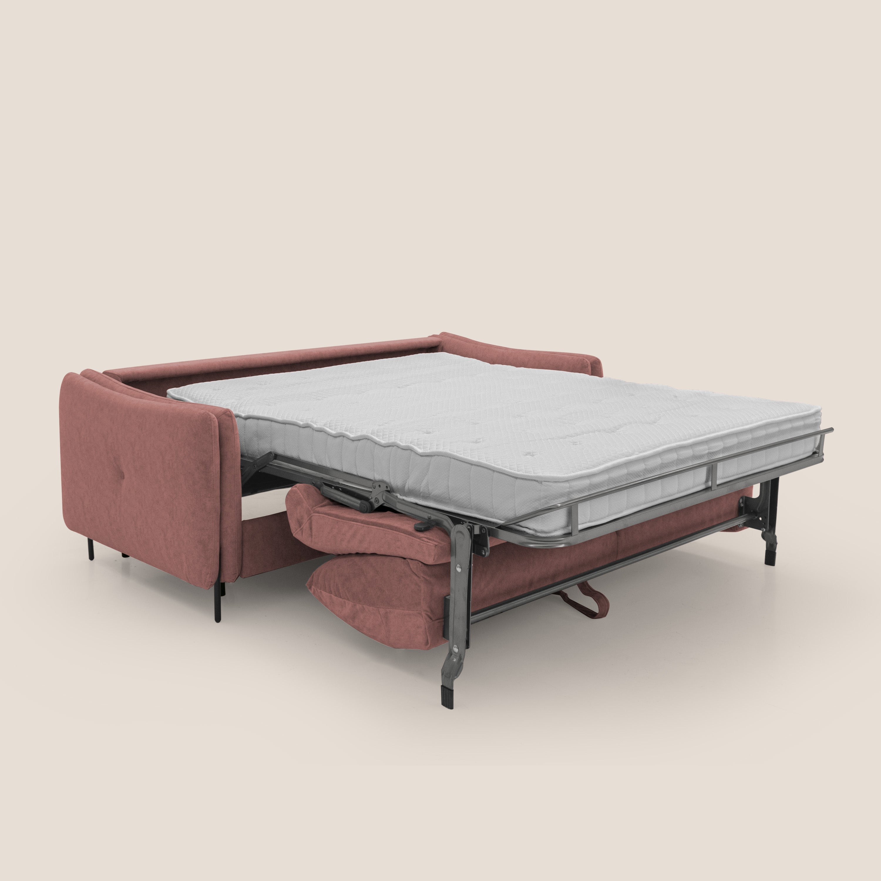 Gregory Divano letto con materasso h18 cm in microfibra effetto velluto impermeabile T09 salmone - divani.store