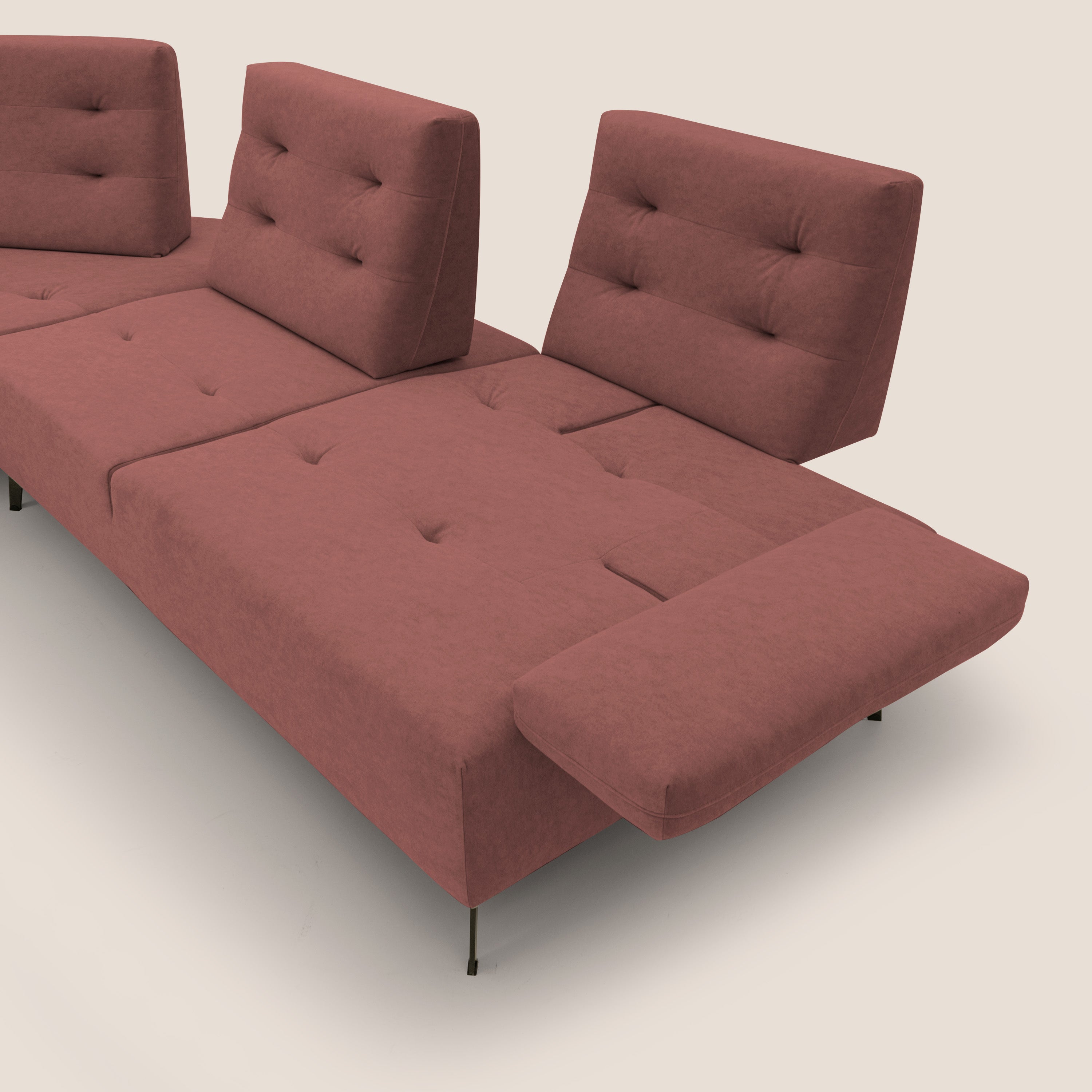 Lugano Divano angolare con schienali traslanti in microfibra effetto velluto T09 - divani.store