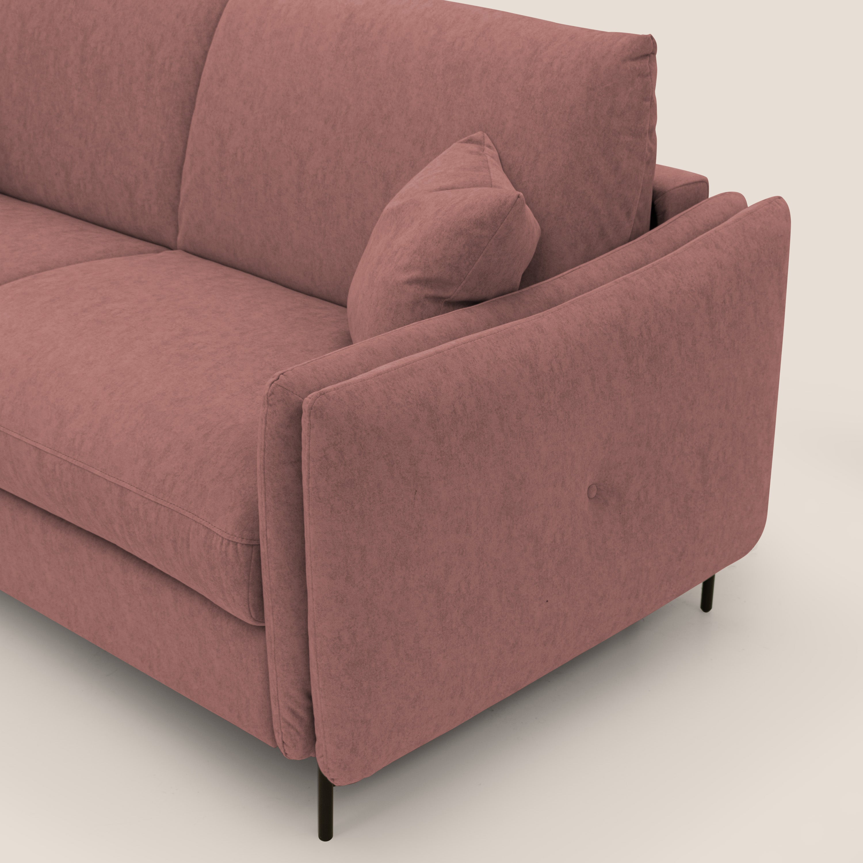 Gregory Divano letto con materasso h18 cm in microfibra effetto velluto impermeabile T09 salmone - divani.store