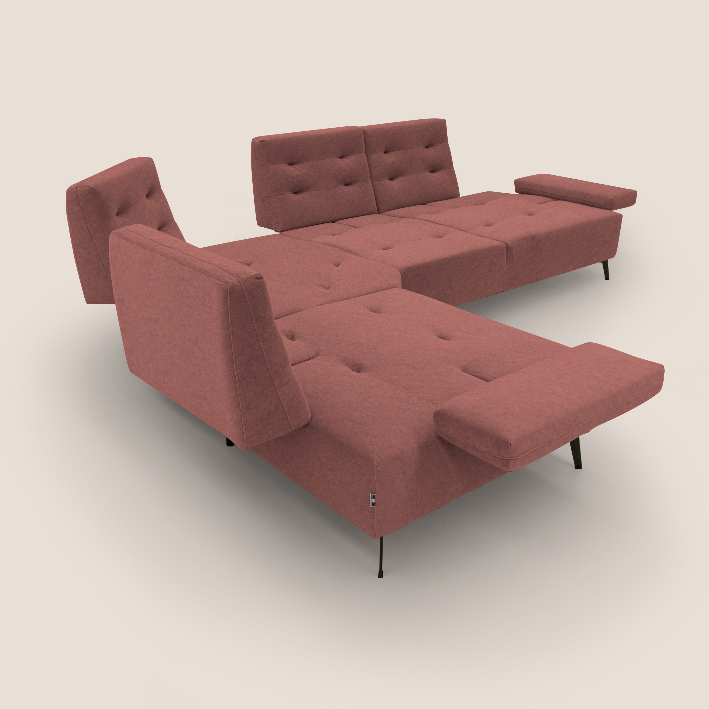 Lugano Divano angolare con schienali traslanti in microfibra effetto velluto T09 - divani.store