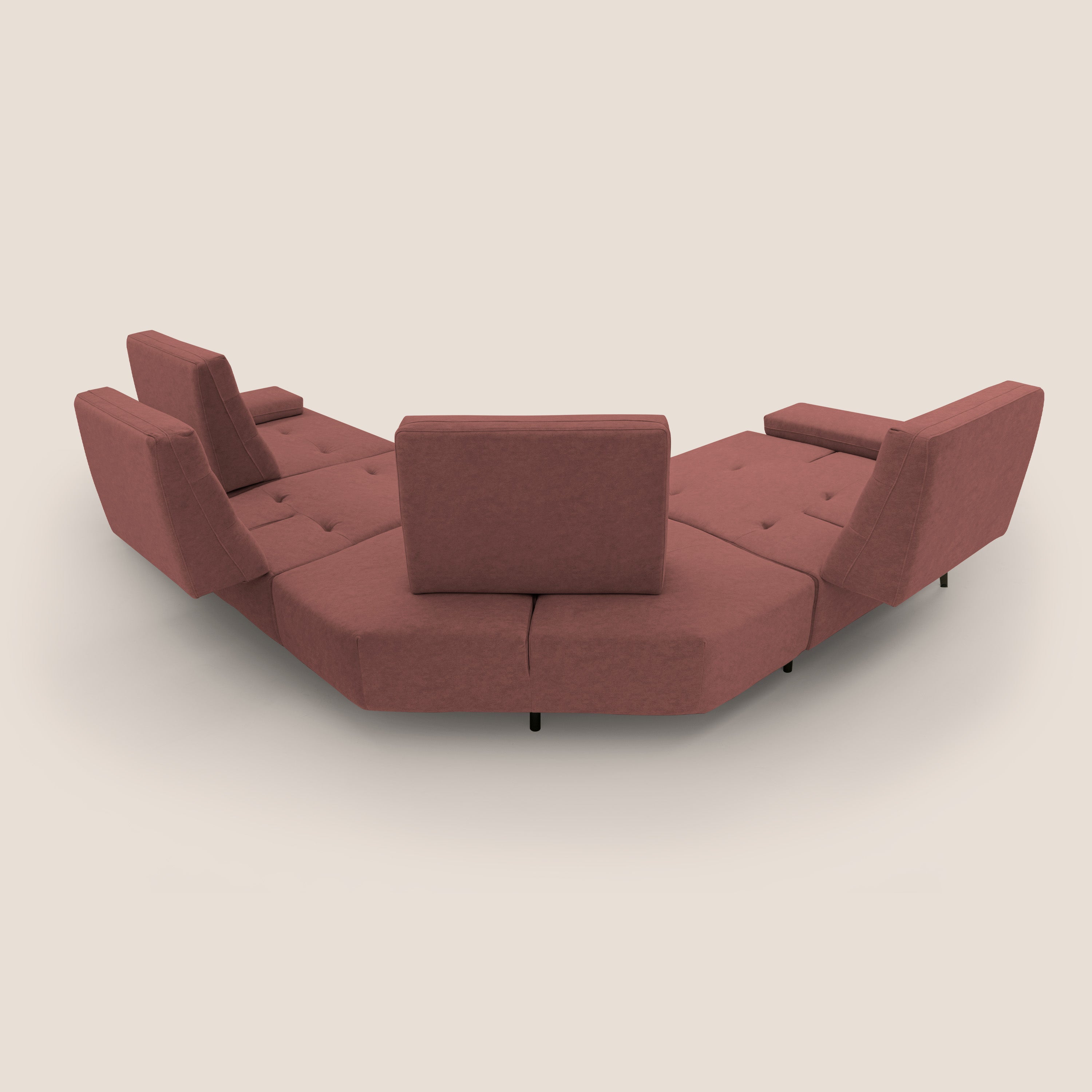 Lugano Divano angolare con schienali traslanti in microfibra effetto velluto T09 - divani.store