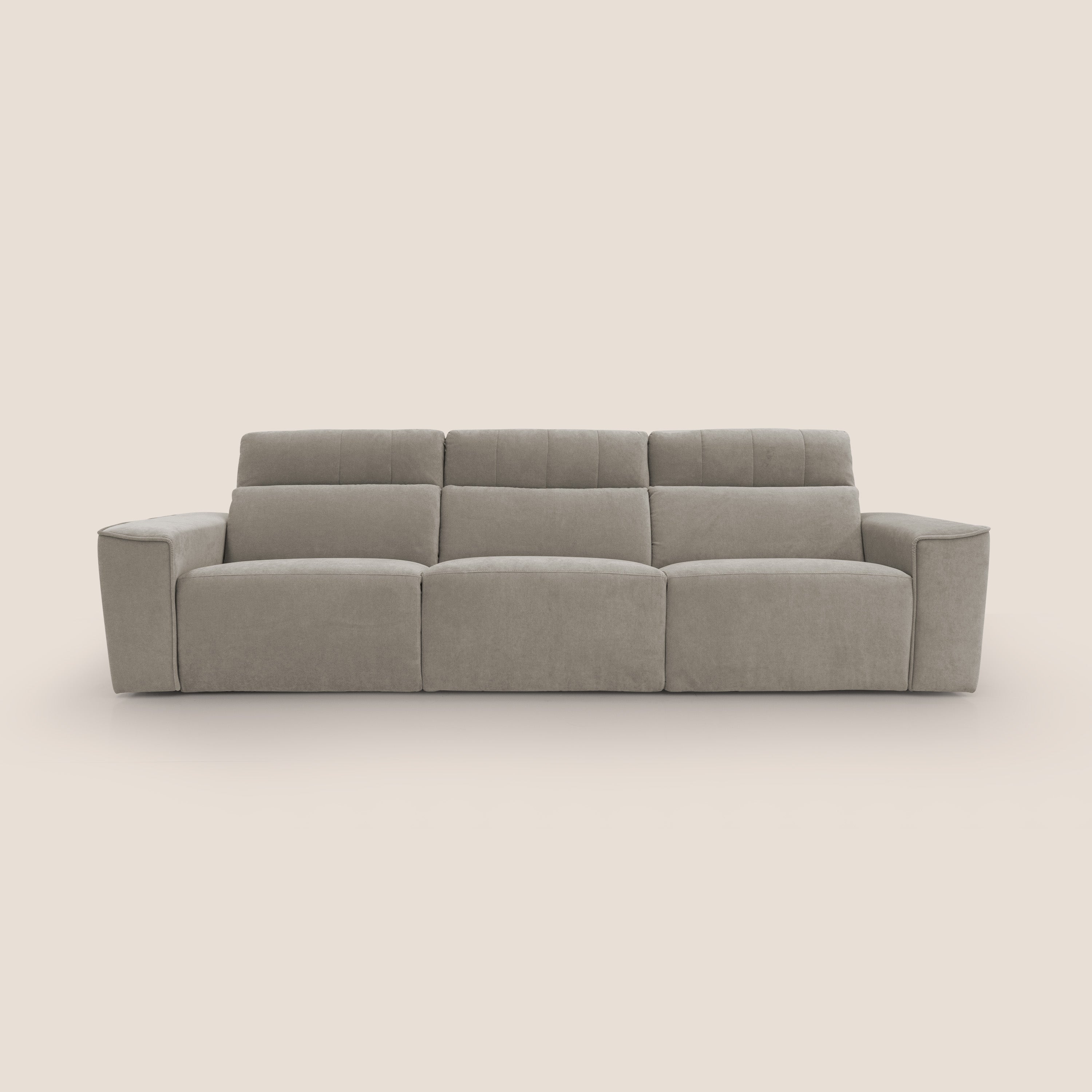 Clark Divano modulare 3 sedute con opzione relax elettrico in tessuto smacchiabile impermeabile T17 beige - divani.store