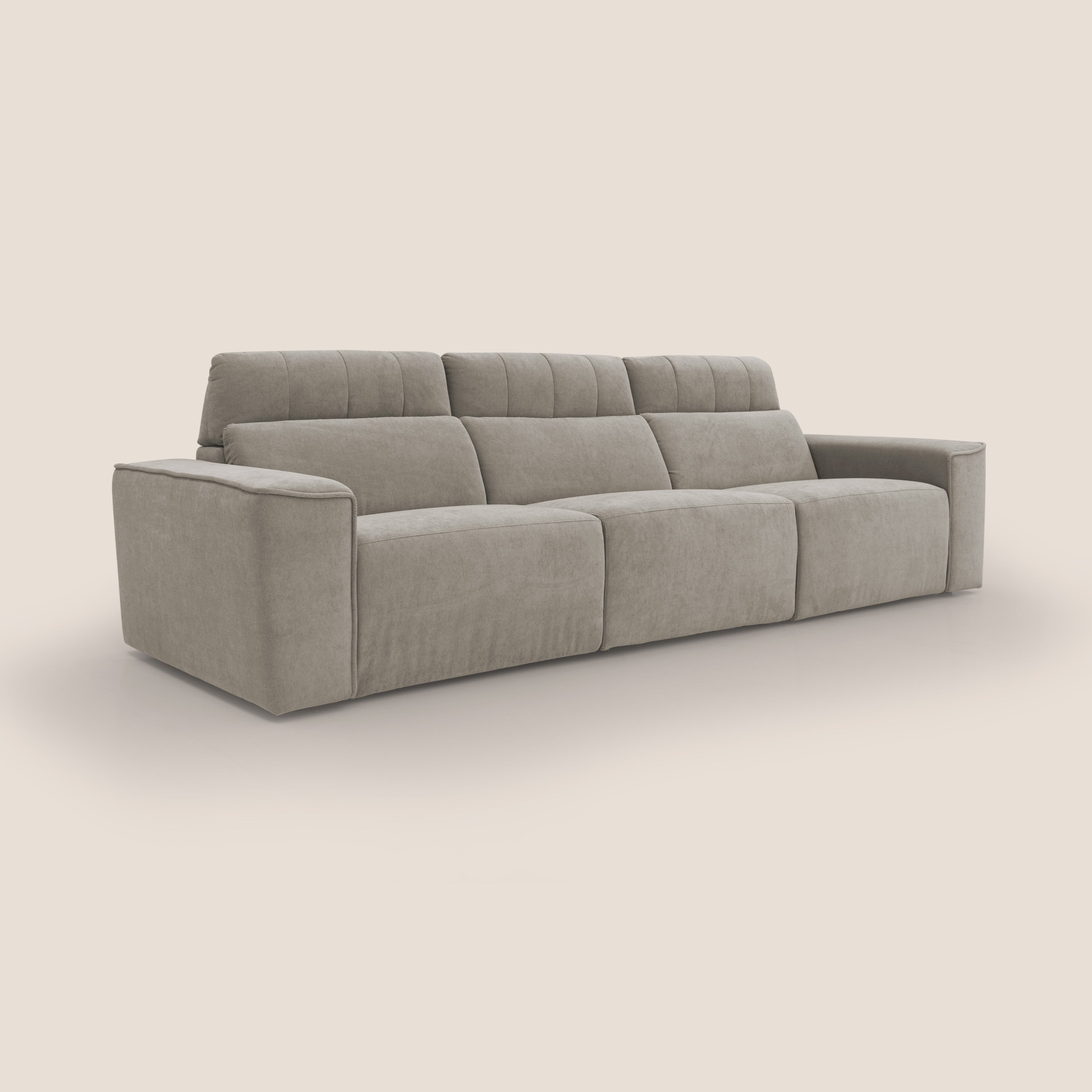 Clark Divano modulare 3 sedute con opzione relax elettrico in tessuto smacchiabile impermeabile T17 beige - divani.store