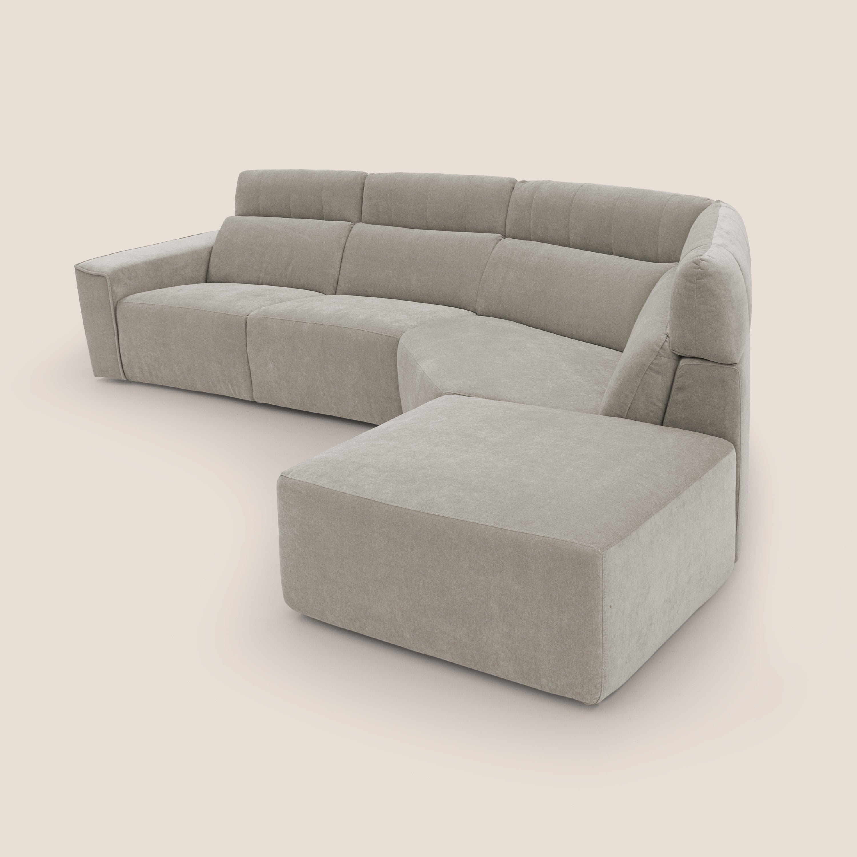 Clark Divano angolare con opzione relax elettrico in tessuto smacchiabile impermeabile T17 beige - divani.store