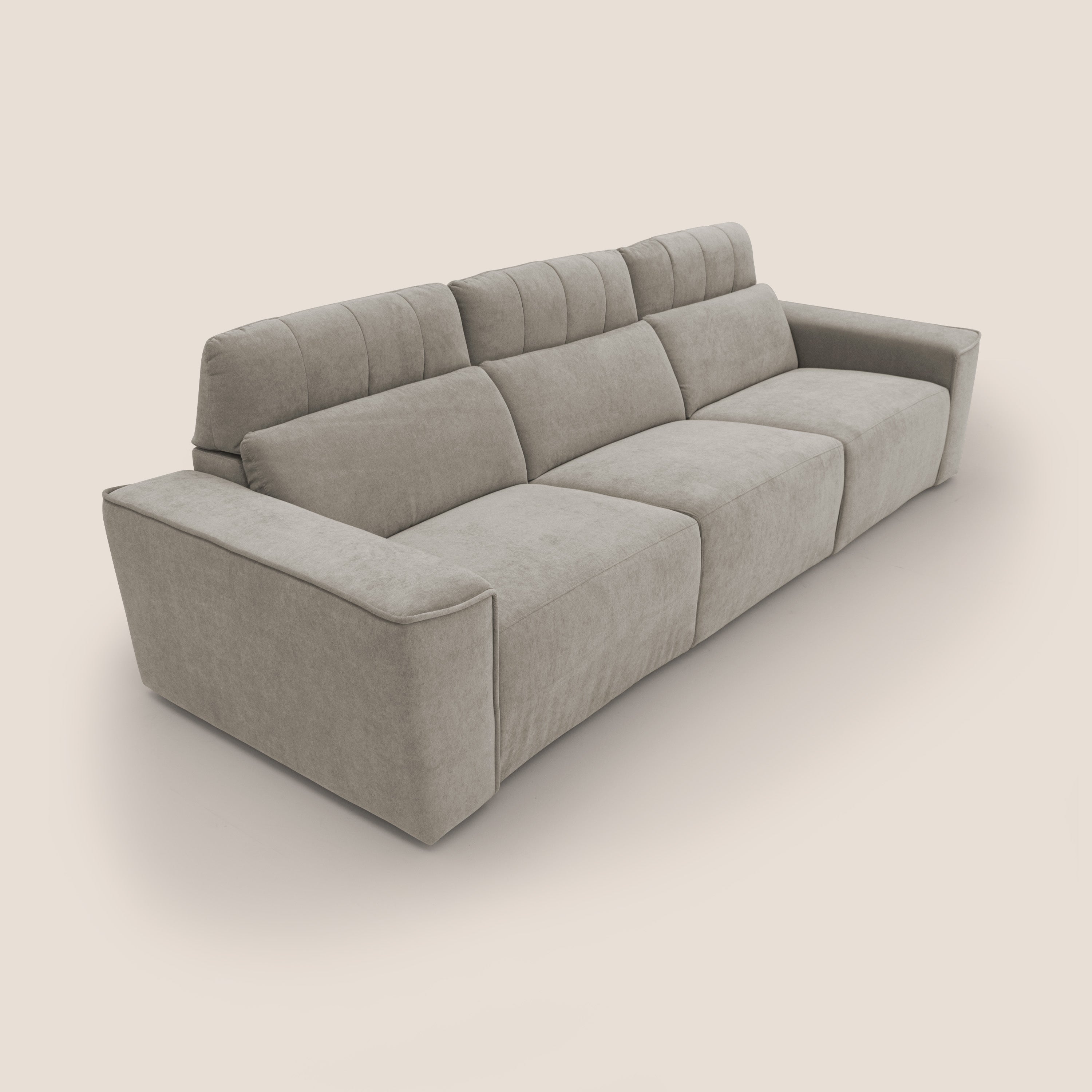 Clark Divano modulare 3 sedute con opzione relax elettrico in tessuto smacchiabile impermeabile T17 beige - divani.store