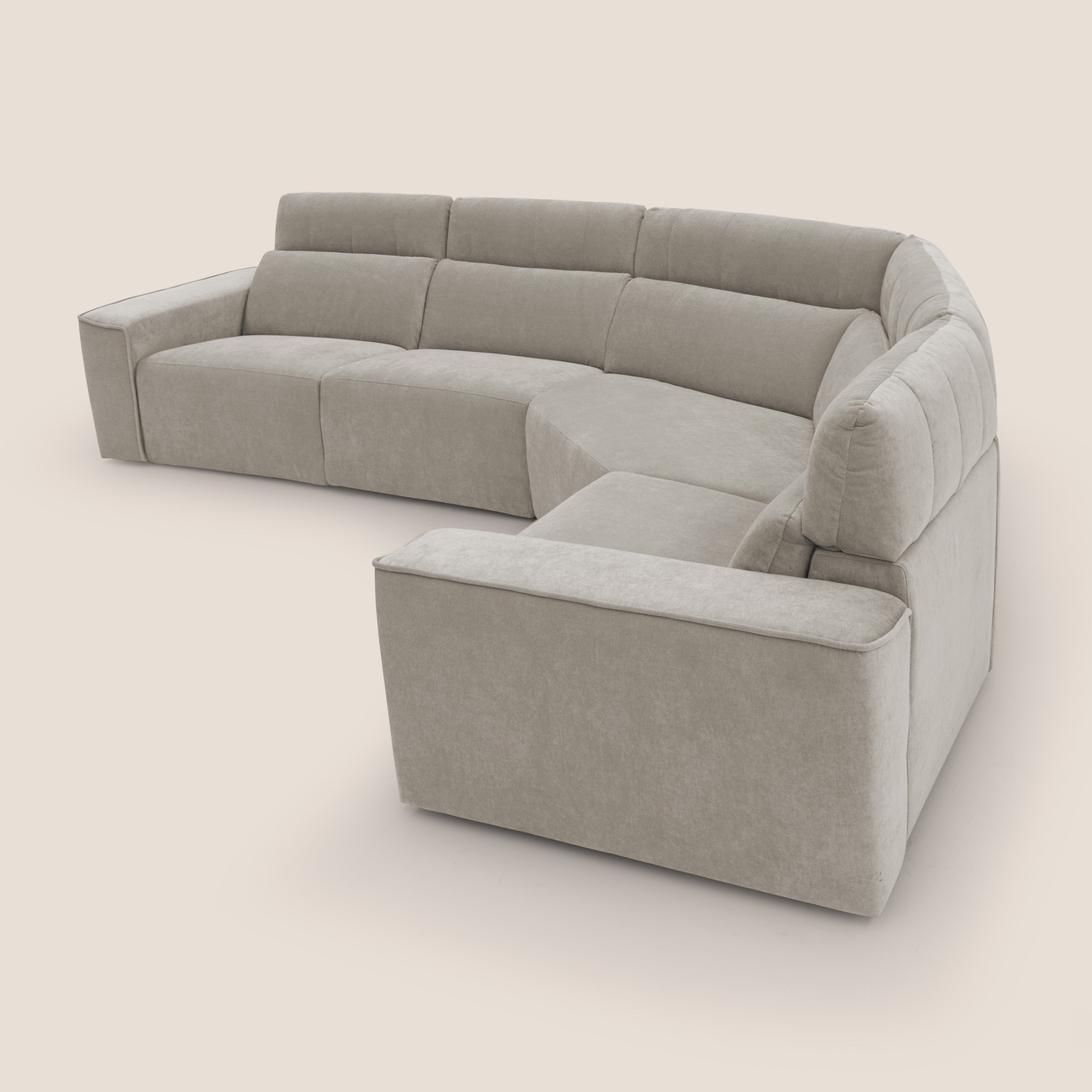 Clark Divano modulare angolare REVERSIBILE con opzione relax elettrico in tessuto smacchiabile impermeabile T17 beige - divani.store