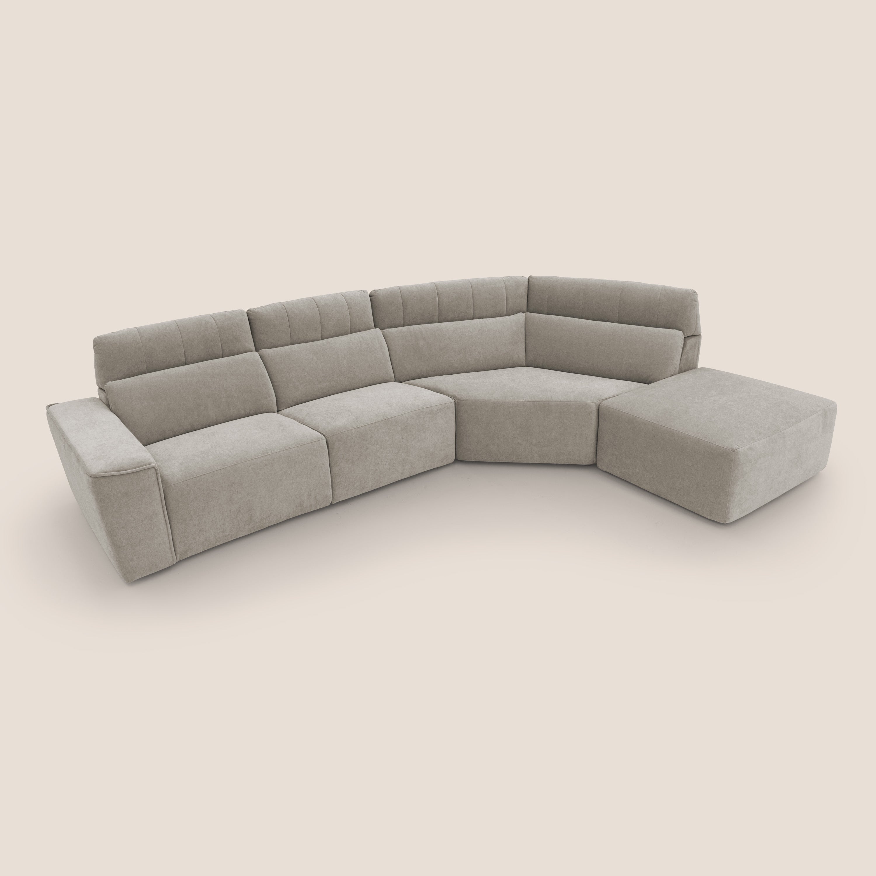 Clark Divano angolare con opzione relax elettrico in tessuto smacchiabile impermeabile T17 beige - divani.store