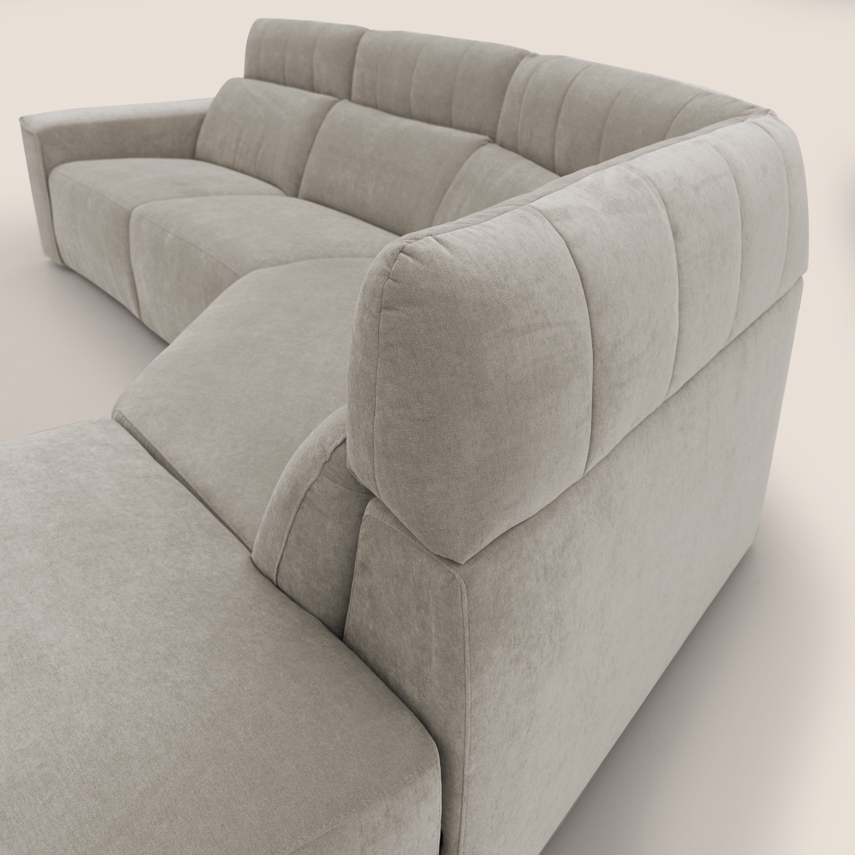 Clark Divano angolare con opzione relax elettrico in tessuto smacchiabile impermeabile T17 beige - divani.store