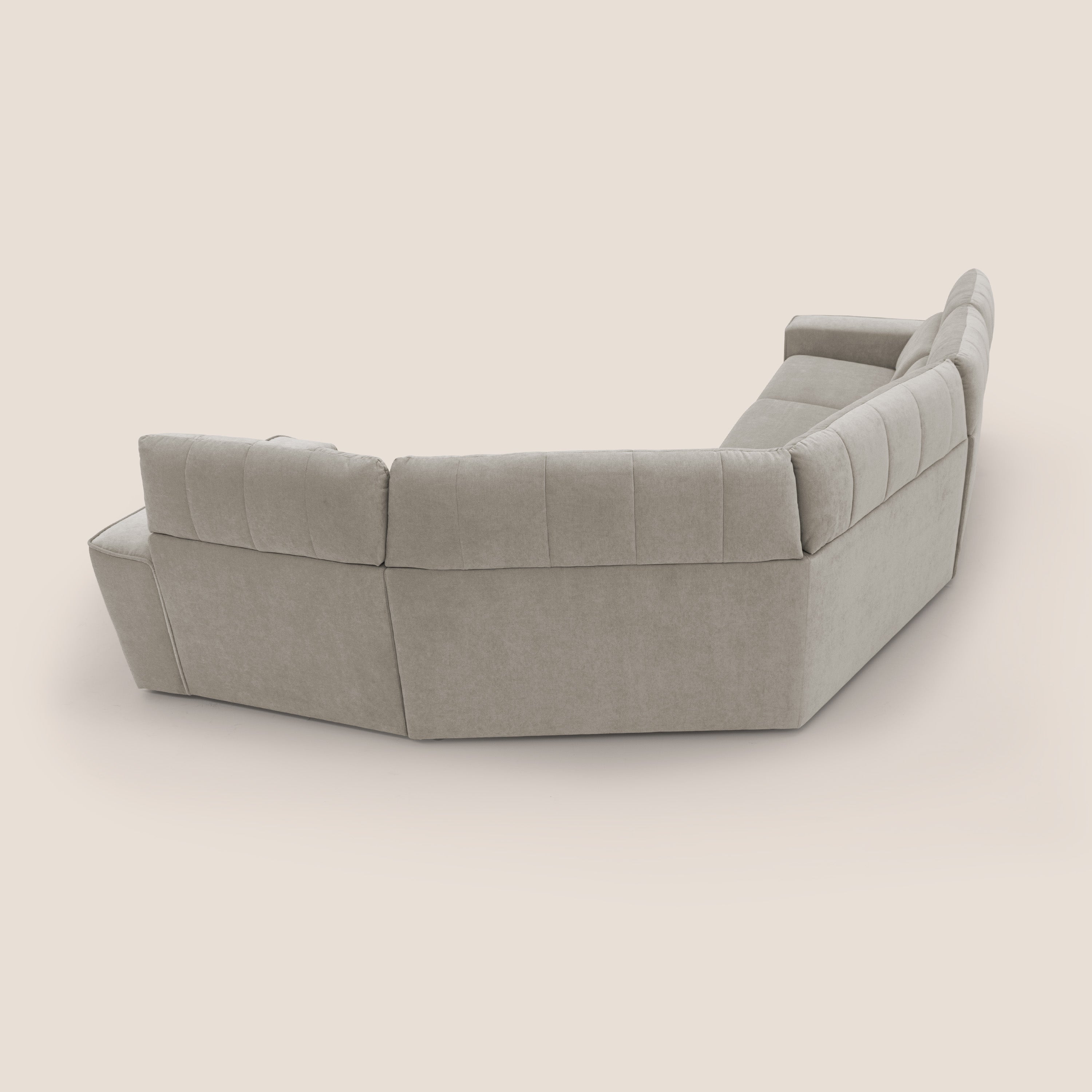 Clark Divano modulare angolare REVERSIBILE con opzione relax elettrico in tessuto smacchiabile impermeabile T17 beige - divani.store