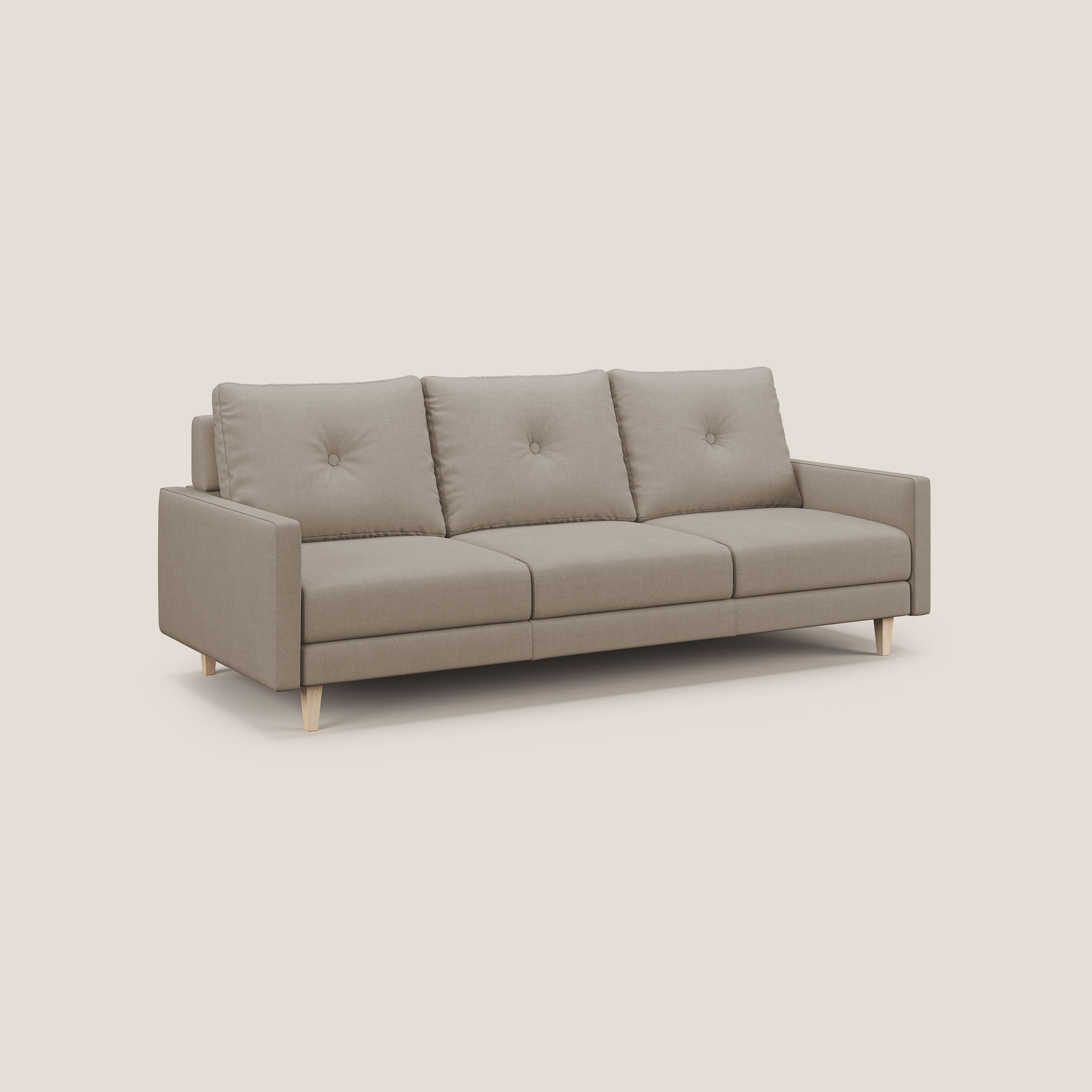 Matisse divano a 3 sedute allungabili e schienali in piuma d'oca in tessuto smacchiabile T17 beige - divani.store