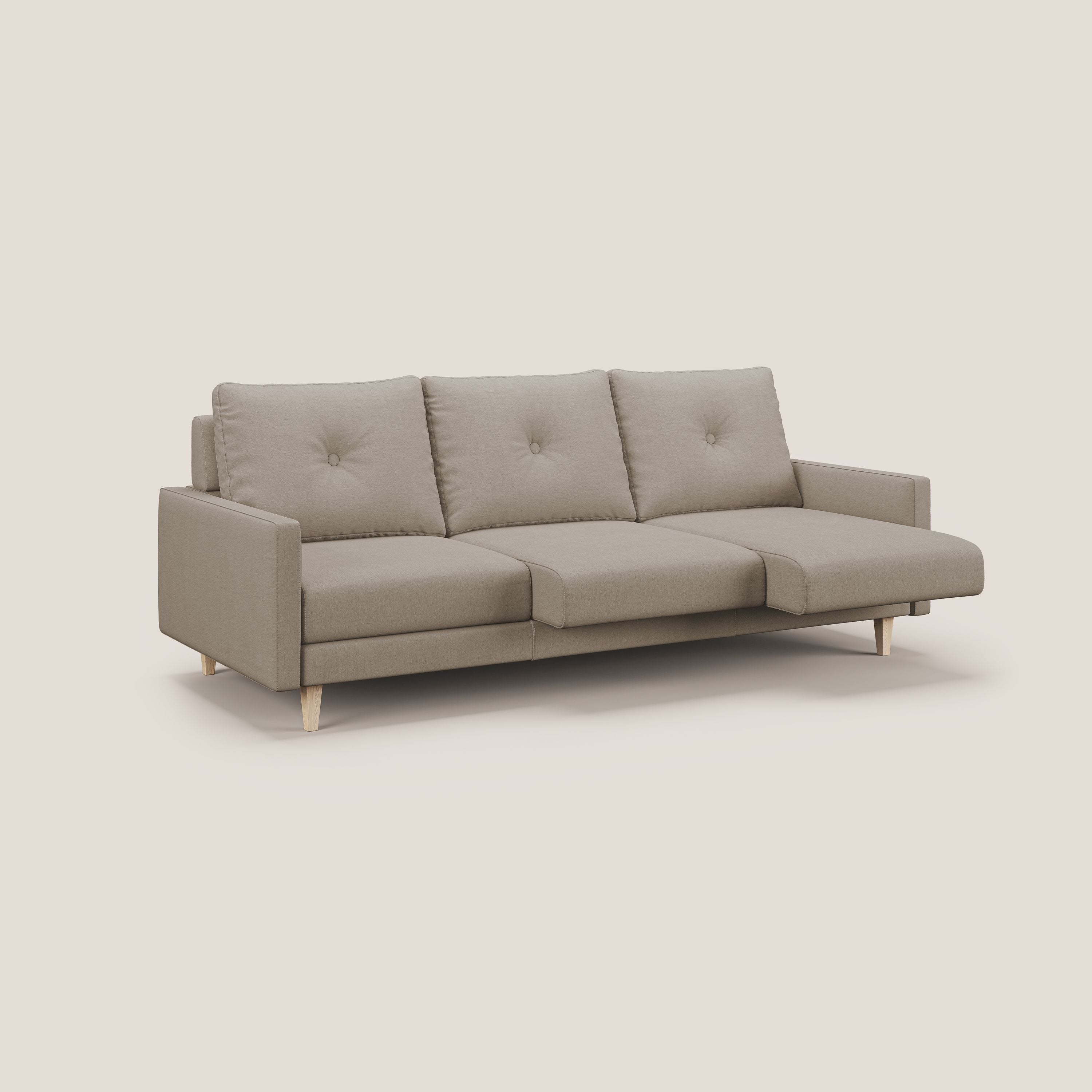 Matisse divano a 3 sedute allungabili e schienali in piuma d'oca in tessuto smacchiabile T17 beige - divani.store