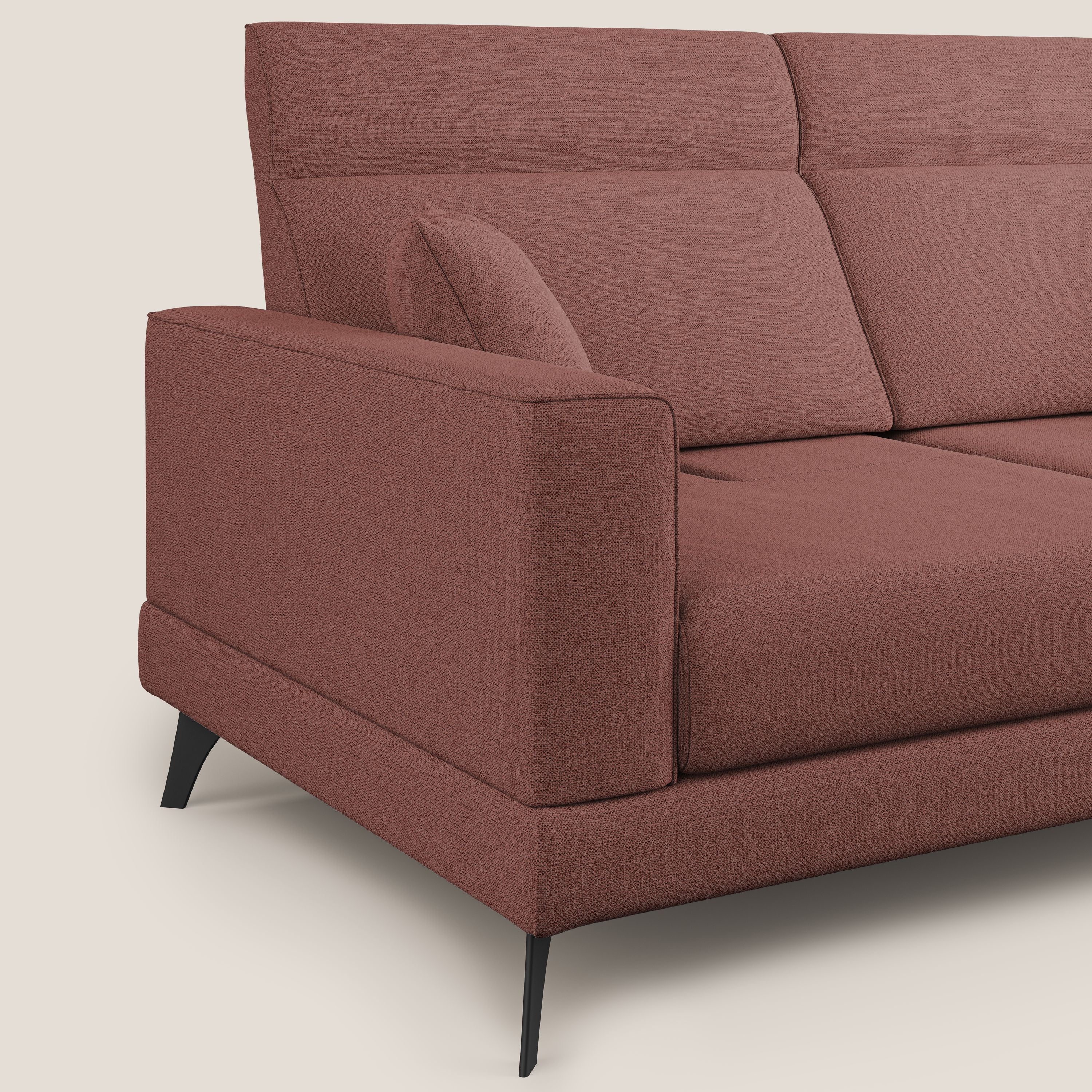 Slide Divano con schienali traslanti e poggiatesta in tessuto simil cotone impermeabile T19 salmone - divani.store