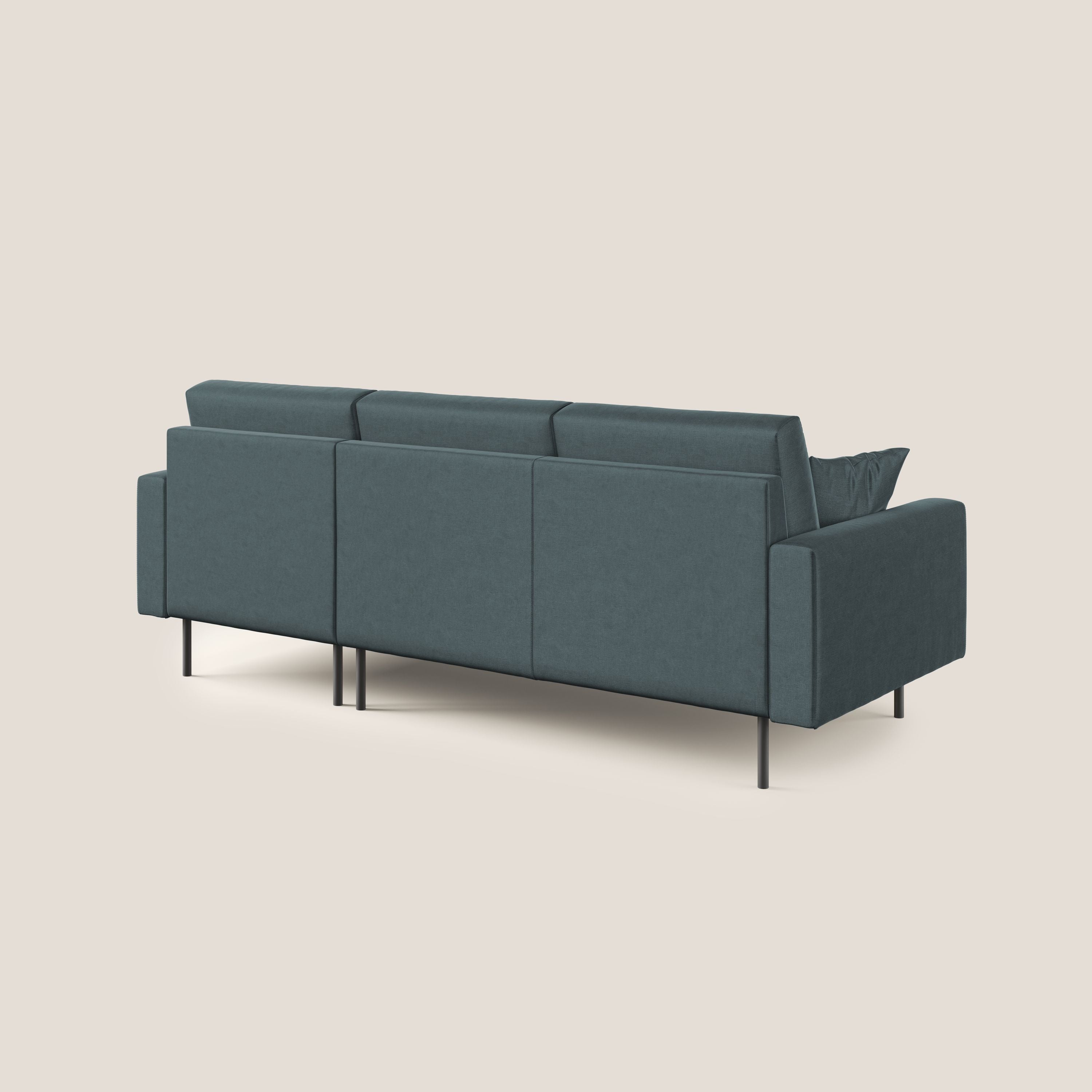 Arthur divano moderno angolare in velluto morbido impermeabile T01 petrolio - divani.store