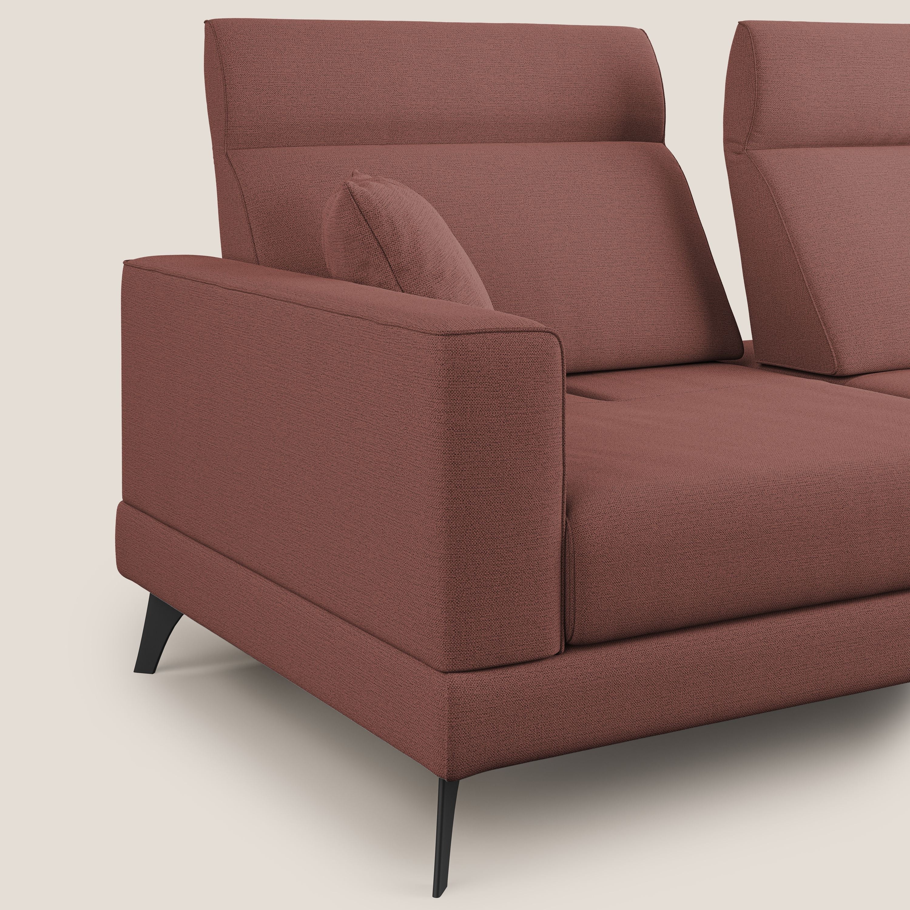 Slide Divano con schienali traslanti e poggiatesta in tessuto simil cotone impermeabile T19 salmone - divani.store