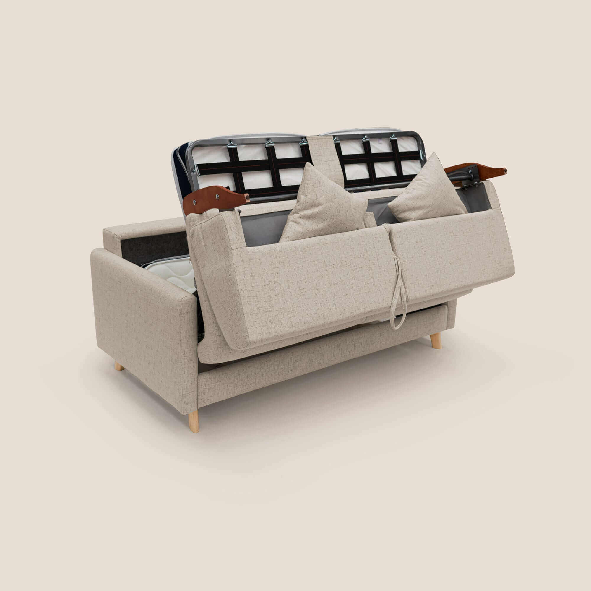 Edgar divano letto matrimoniale in tessuto felis impermeabile T03 beige - divani.store