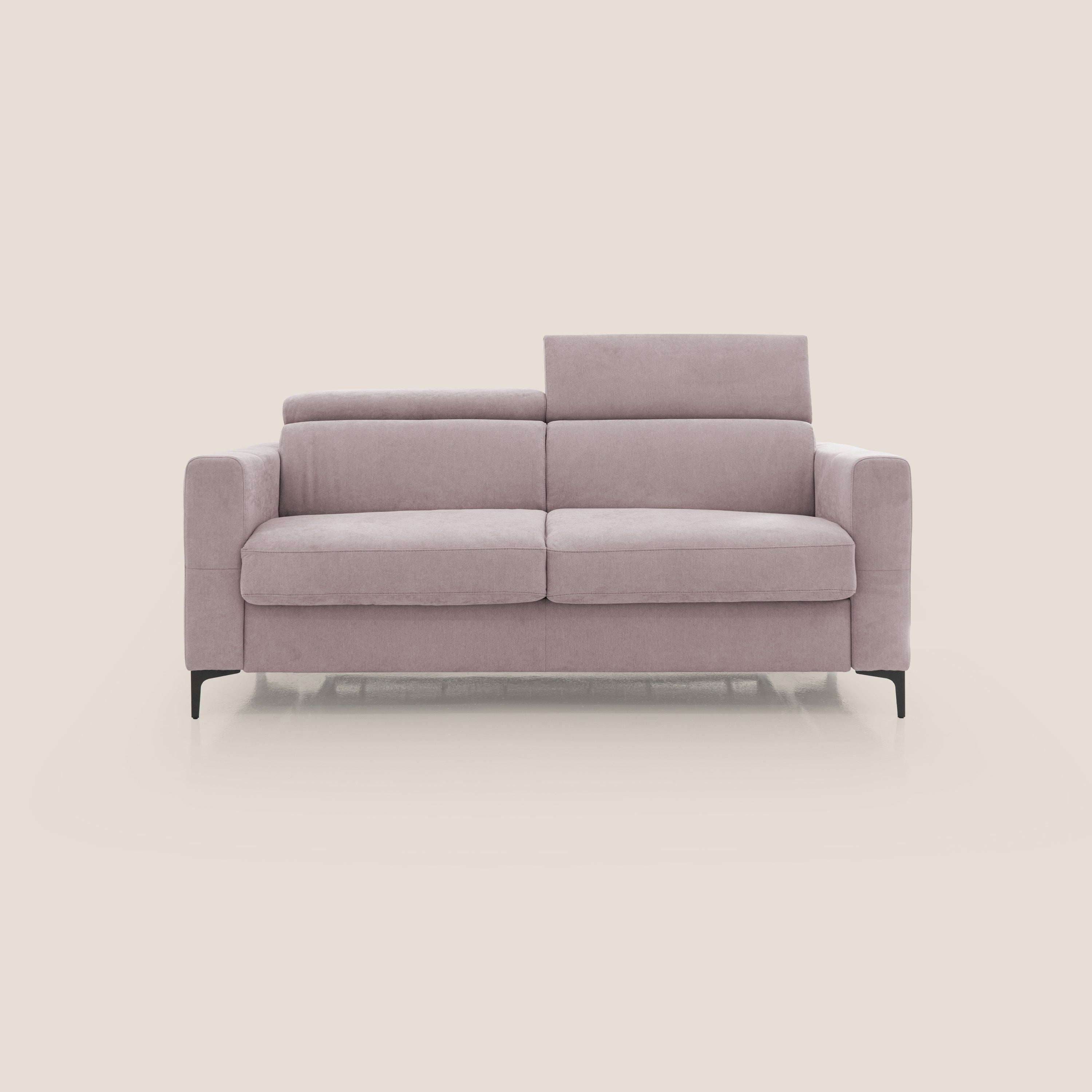 Gardenia divano letto materasso alto 18 cm con poggiatesta reclinabili e rivestimento impermeabile T02 rosa - divani.store