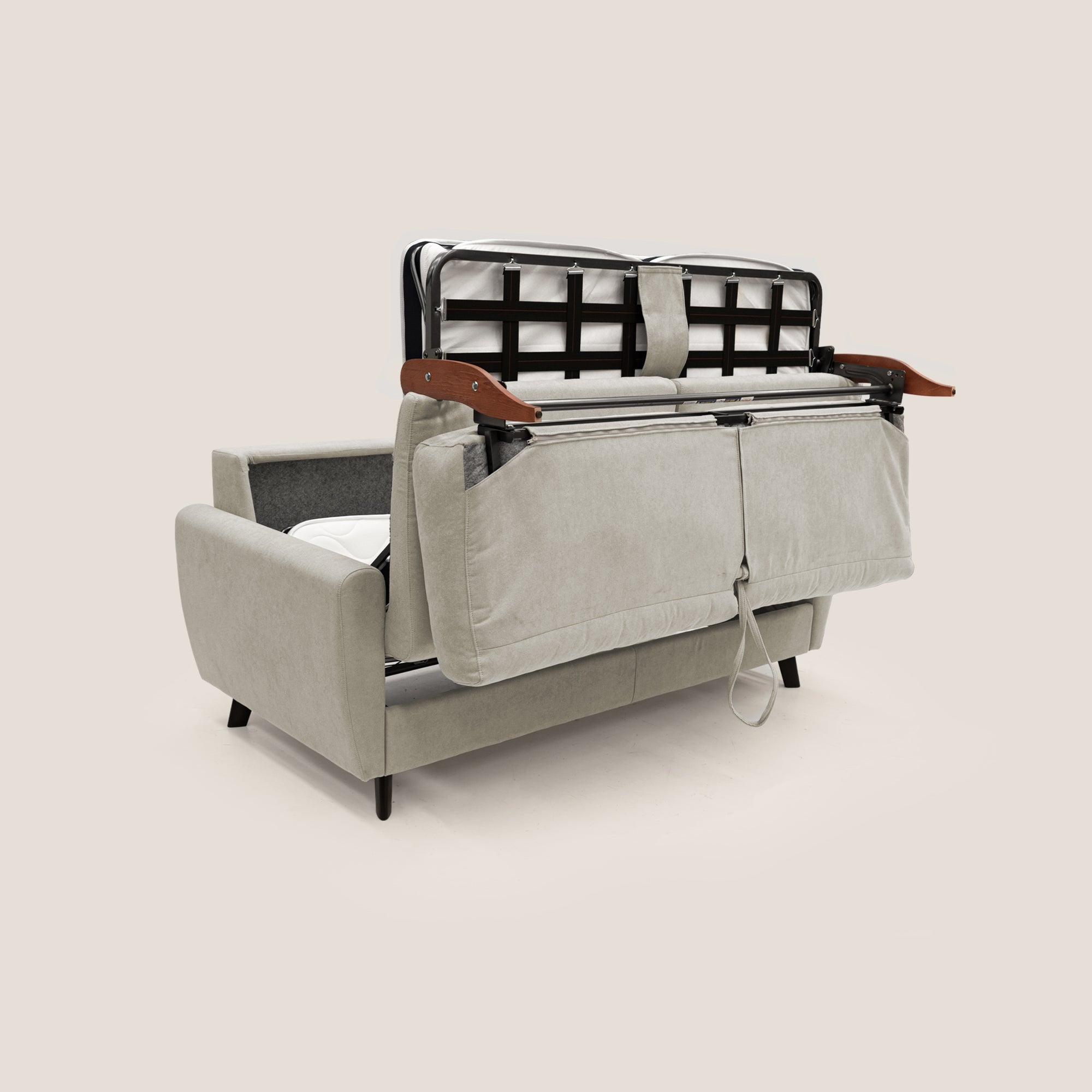 Callisto Divano letto matrimoniale in tessuto morbido impermeabile T02 panna - divani.store